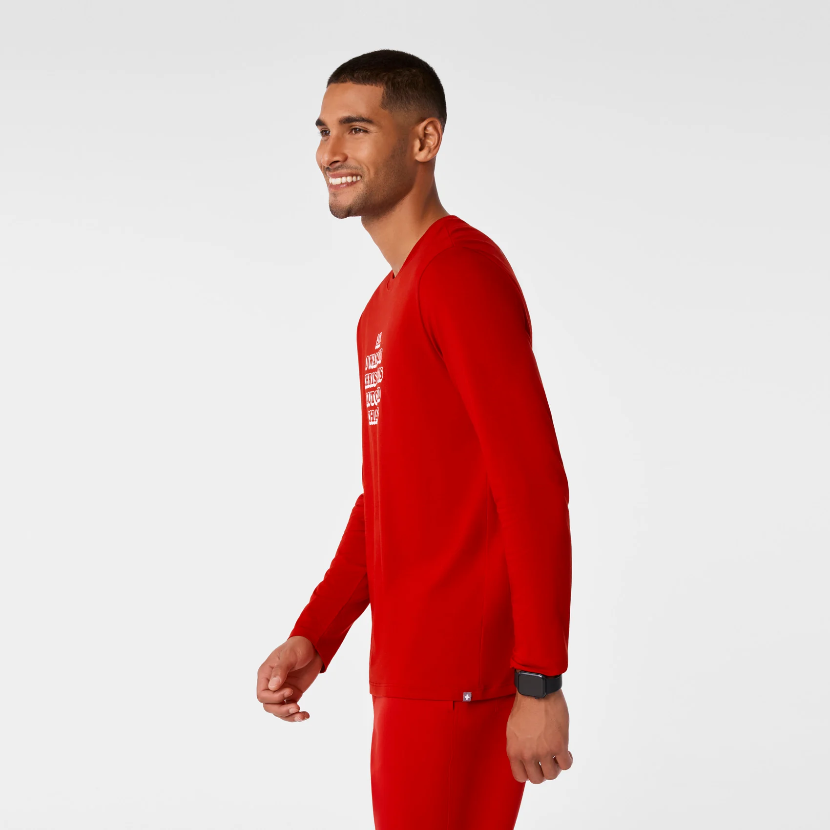 men's Winning Red All What I Wanted For Christmas Is Automated Charting Graphic Supersoft - Longsleeve Underscrub - Image 4