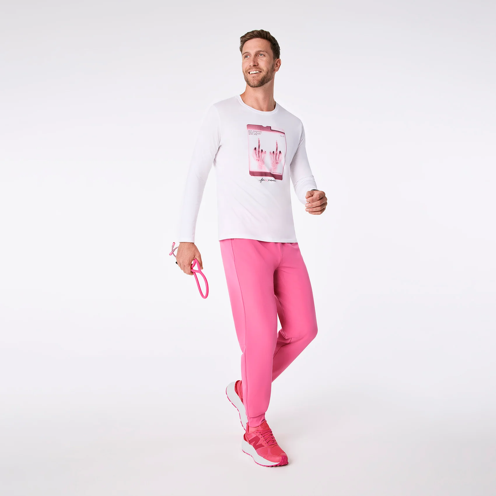 men's White BCA F Cancer X-Ray Supersoft - Longsleeve Underscrub - Image 3