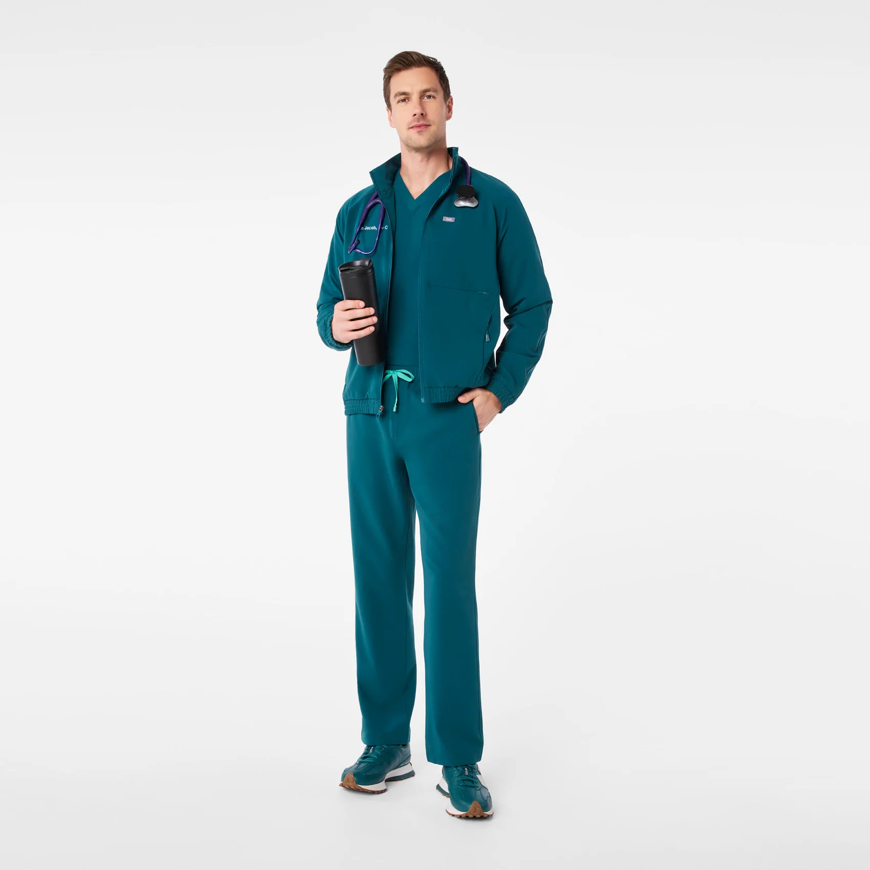 men's Caribbean Blue Cobaki -  Scrub Jacket - Image 2