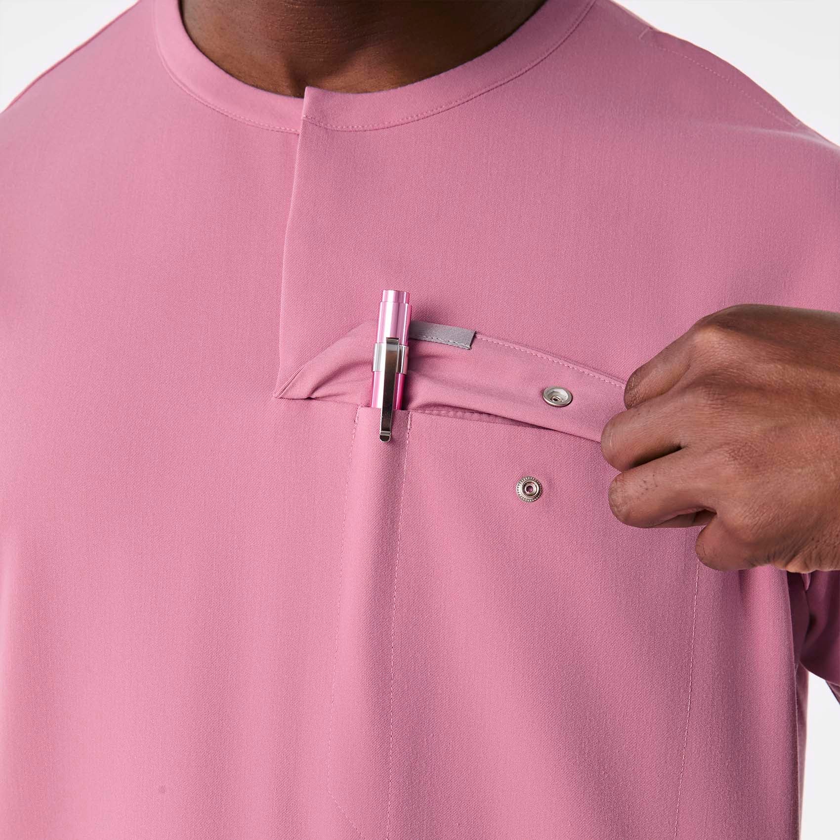 men's Chalk Pink Corfield - Henley Scrub Top - Image 7