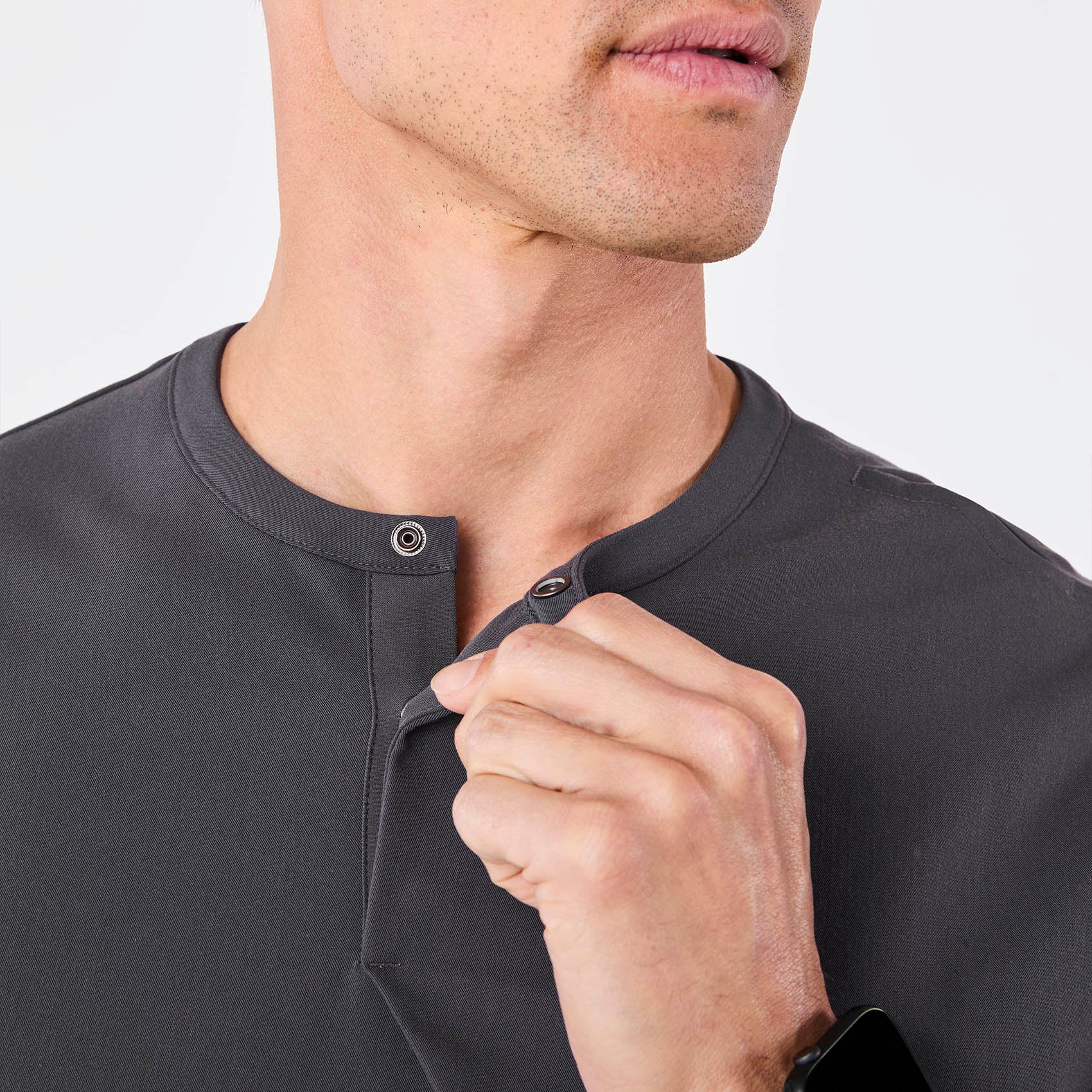 men's Charcoal Corfield - Henley Scrub Top - Image 6