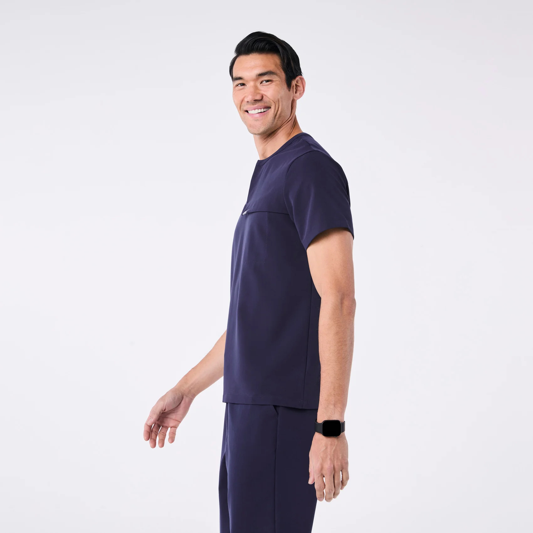 men's Navy Corfield - Henley Scrub Top - Image 3