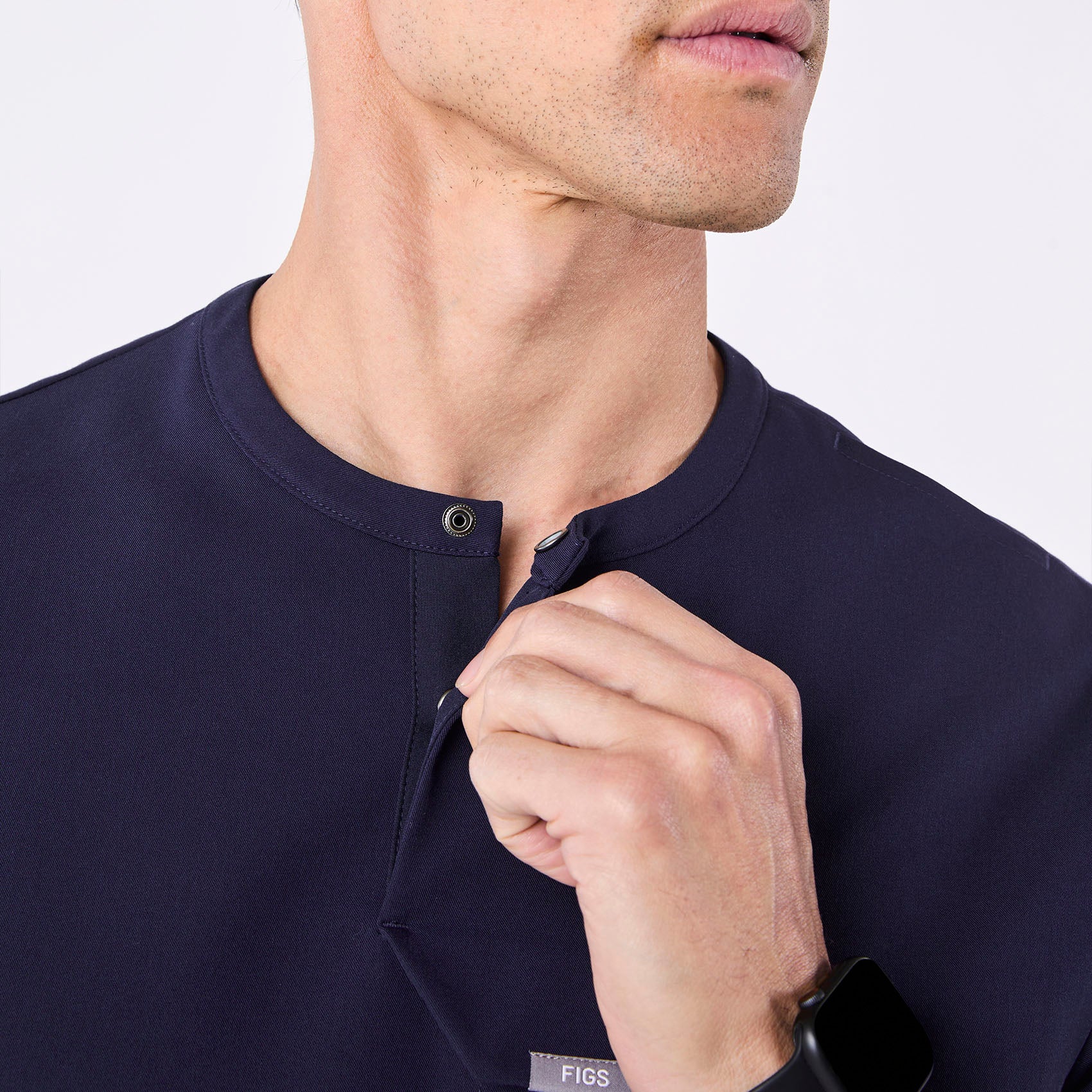 men's Navy Corfield - Henley Scrub Top - Image 6