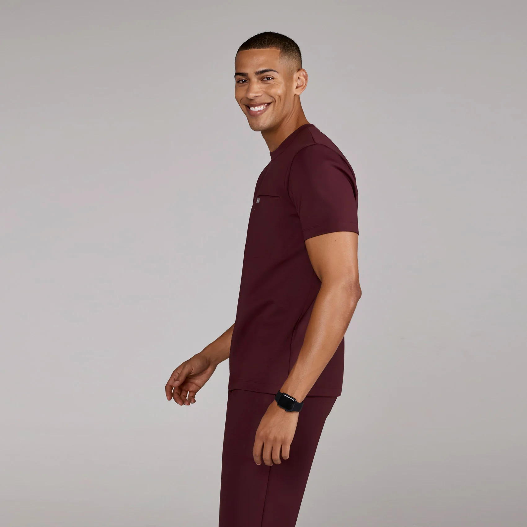 men's Burgundy Darien FORMx - Crewneck Scrub Top - Image 3