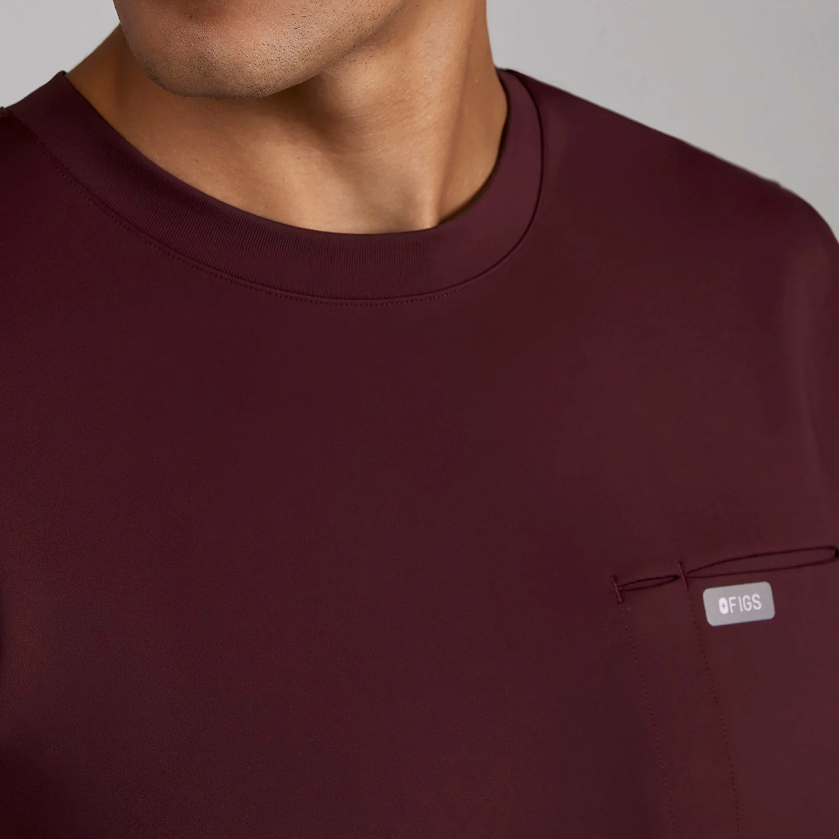 men's Burgundy Darien FORMx - Crewneck Scrub Top - Image 6
