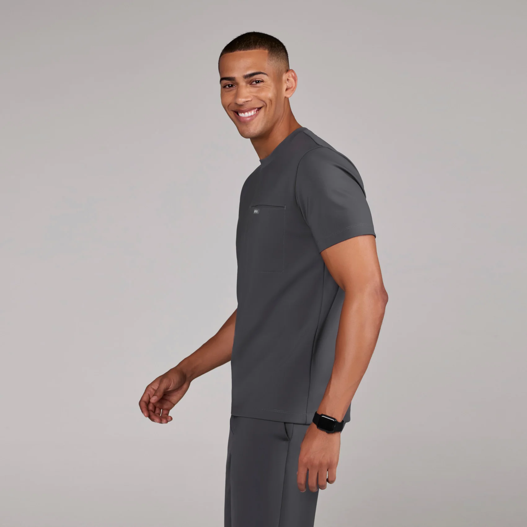 men's Charcoal Darien FORMx - Crewneck Scrub Top - Image 3