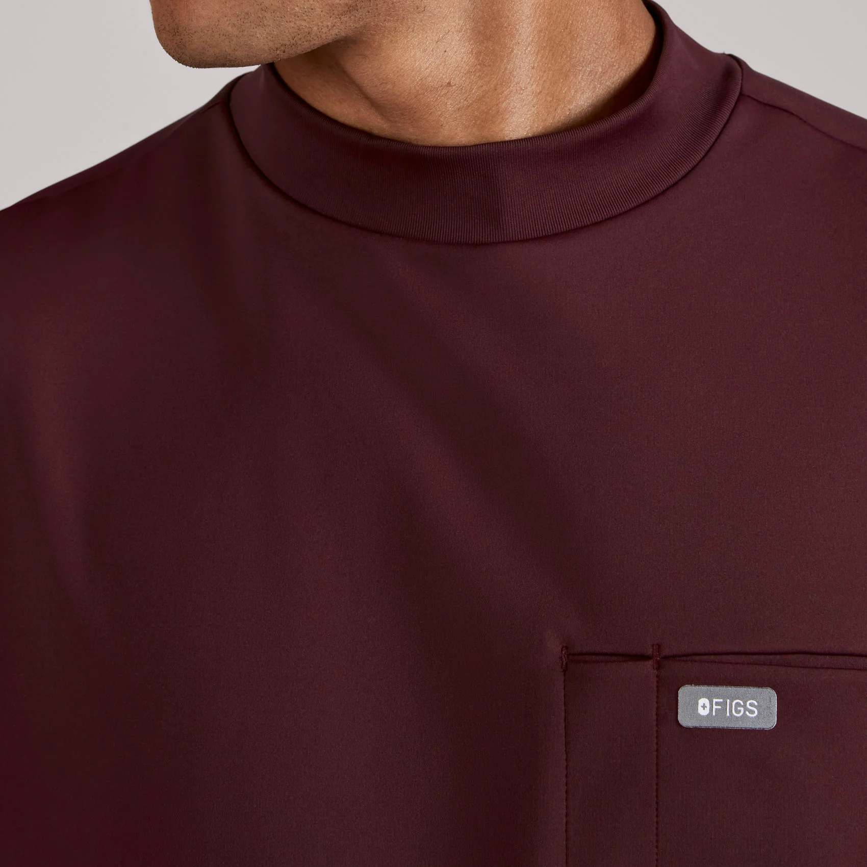 men's Dawson Burgundy FORMx Relaxed Mock Neck - Scrub Top™ - Image 6