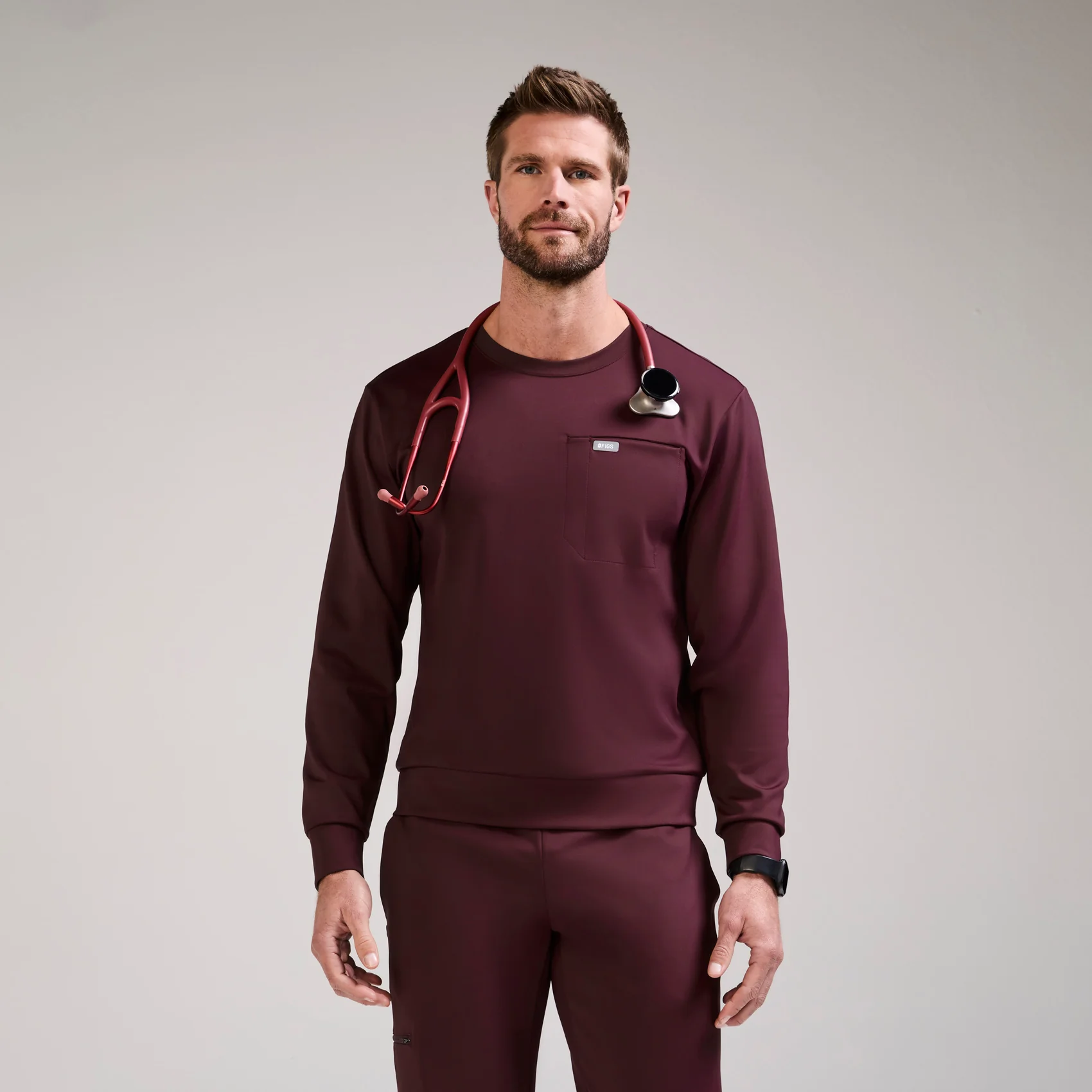 men's Burgundy Destin FORMx - Crewneck Scrub Top™