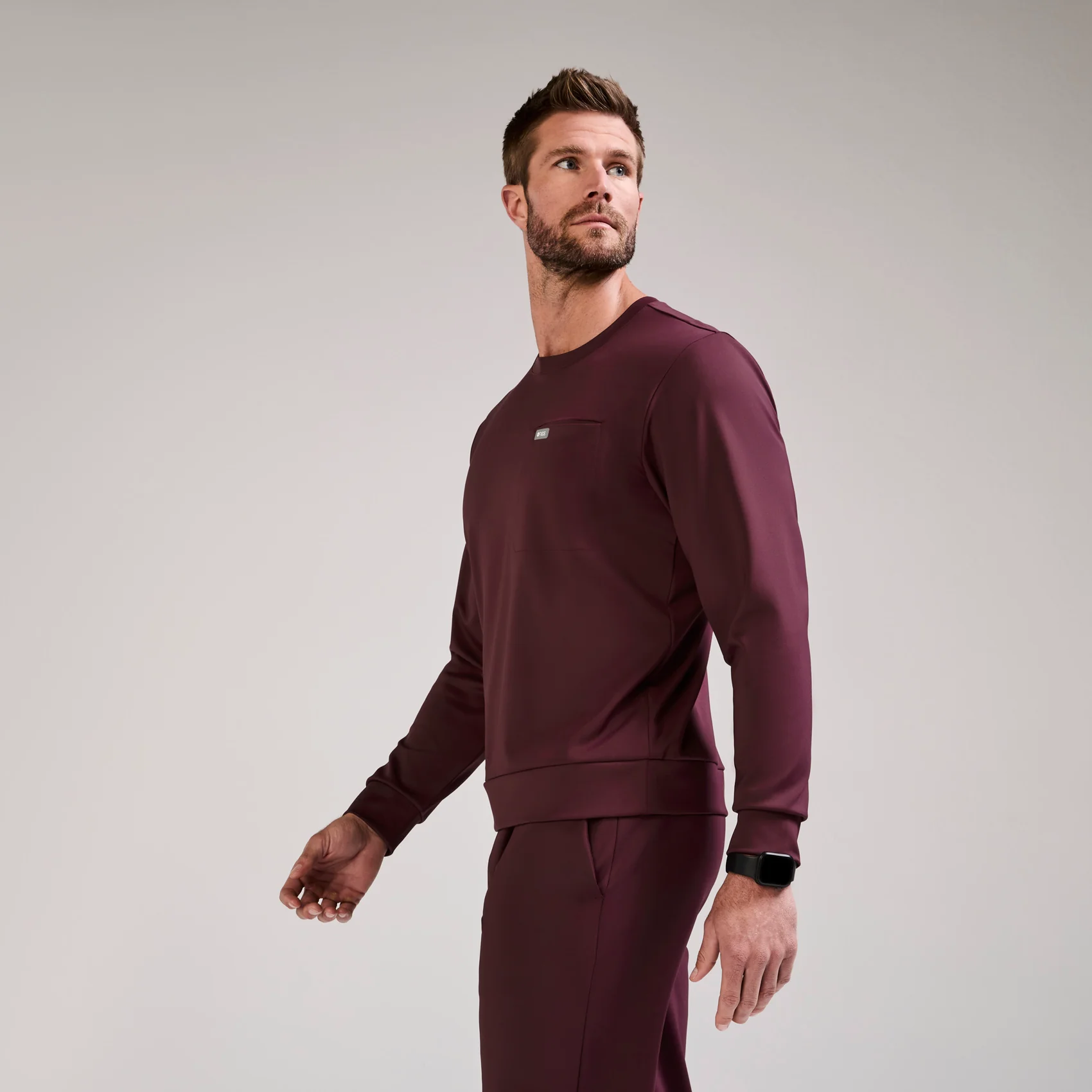 men's Burgundy Destin FORMx - Crewneck Scrub Top™ - Image 3