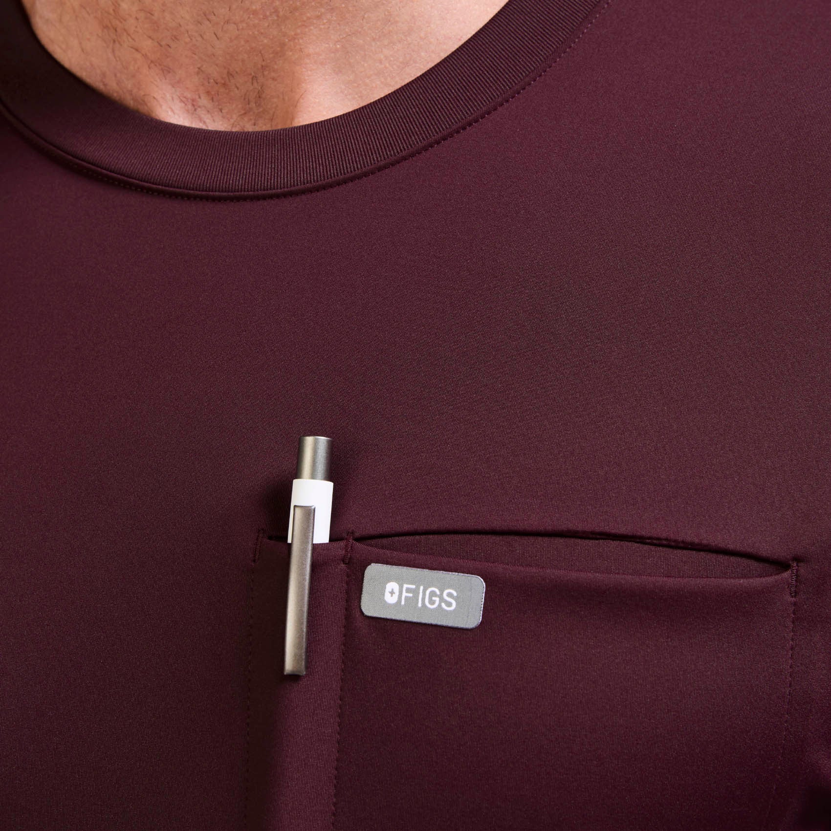 men's Burgundy Destin FORMx - Crewneck Scrub Top™ - Image 6