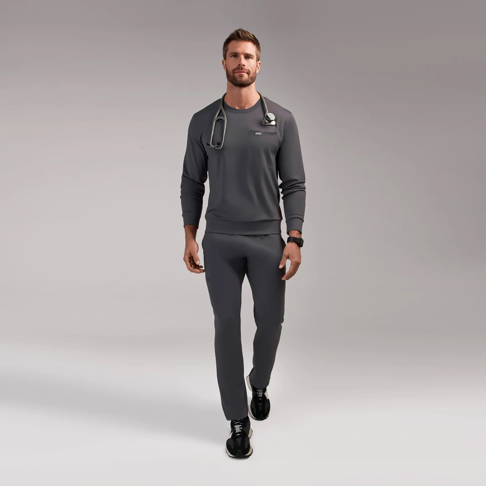 men's Charcoal Destin FORMx Crewneck - Scrub Top™ - Image 2
