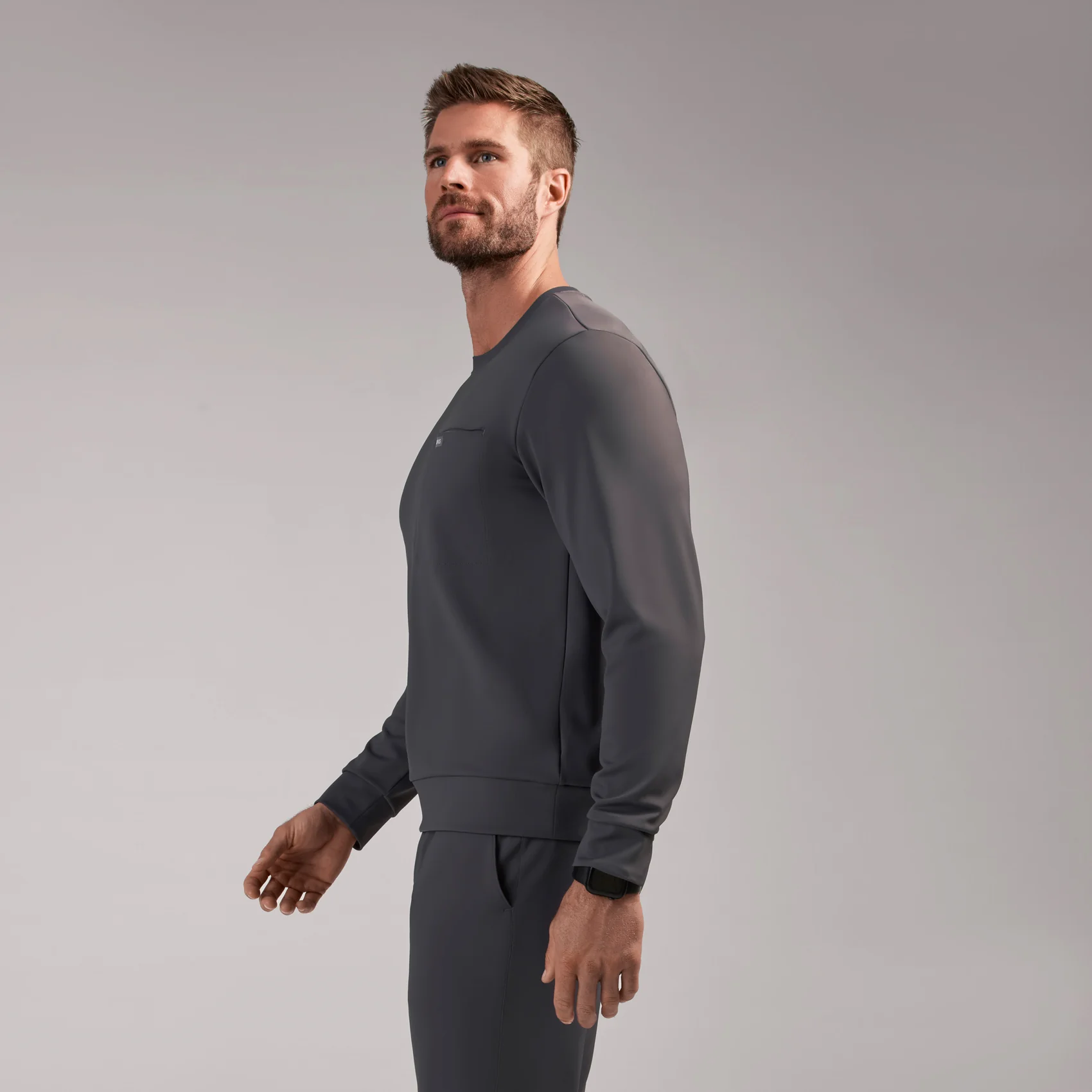 men's Charcoal Destin FORMx Crewneck - Scrub Top™ - Image 3