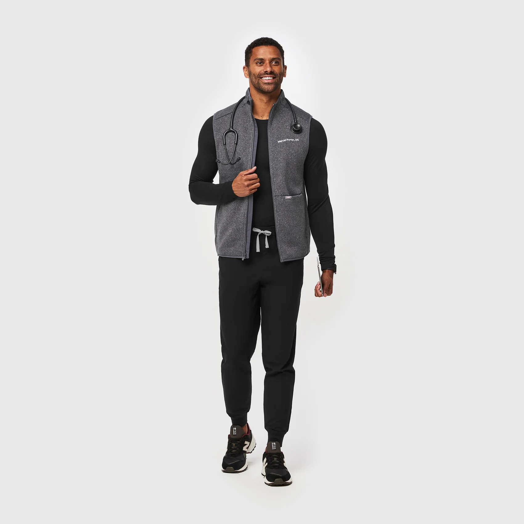 men's Heathered Dark Charcoal On-Shift™ Sweater Knit Vest - Image 2