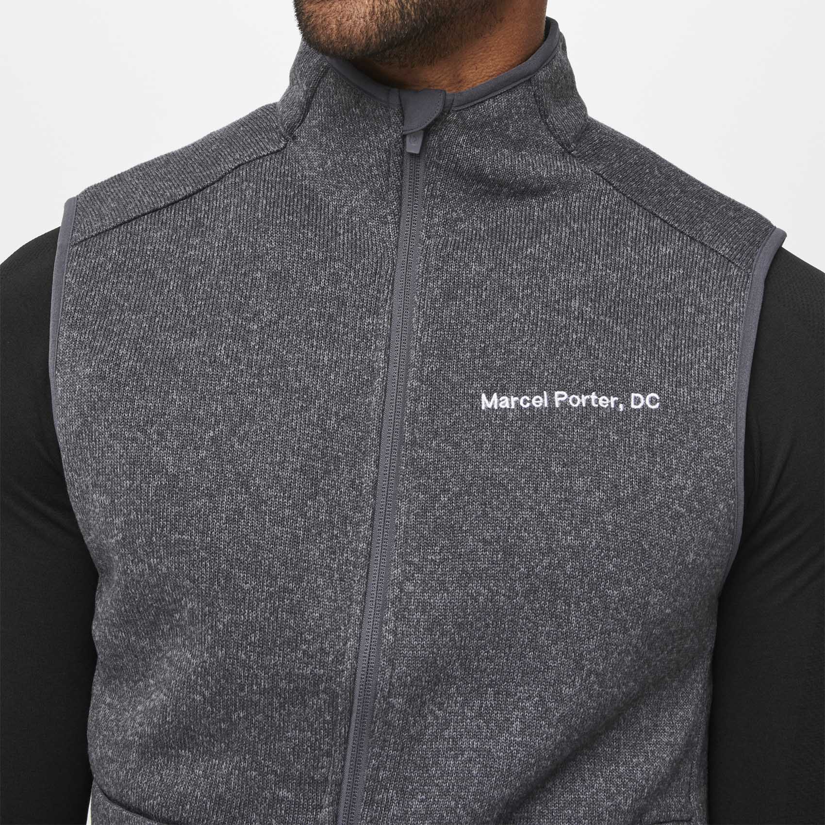 men's Heathered Dark Charcoal On-Shift™ Sweater Knit Vest - Image 6