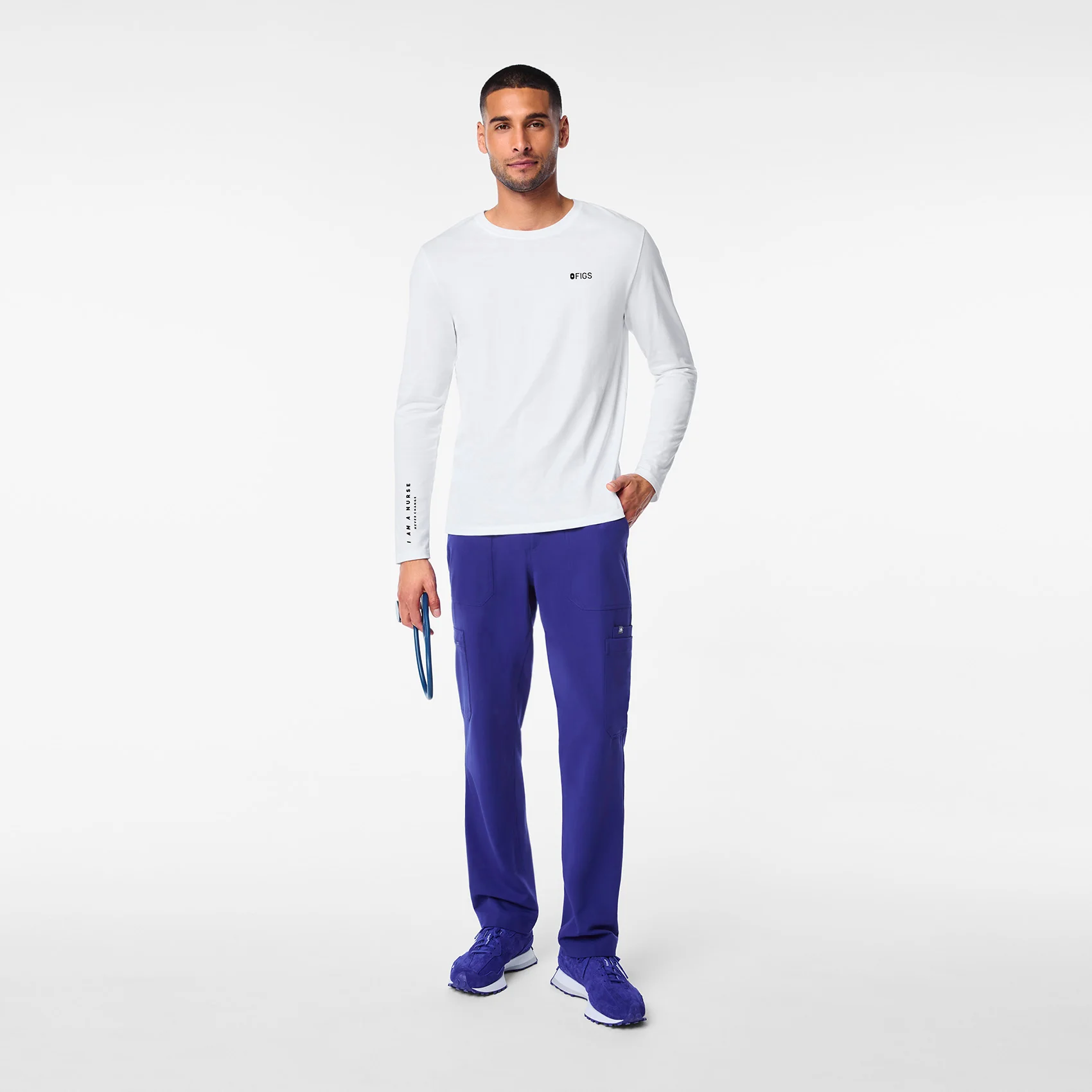 men's Optic White I Am a Nurse Supersoft - Longsleeve Underscrub - Image 3