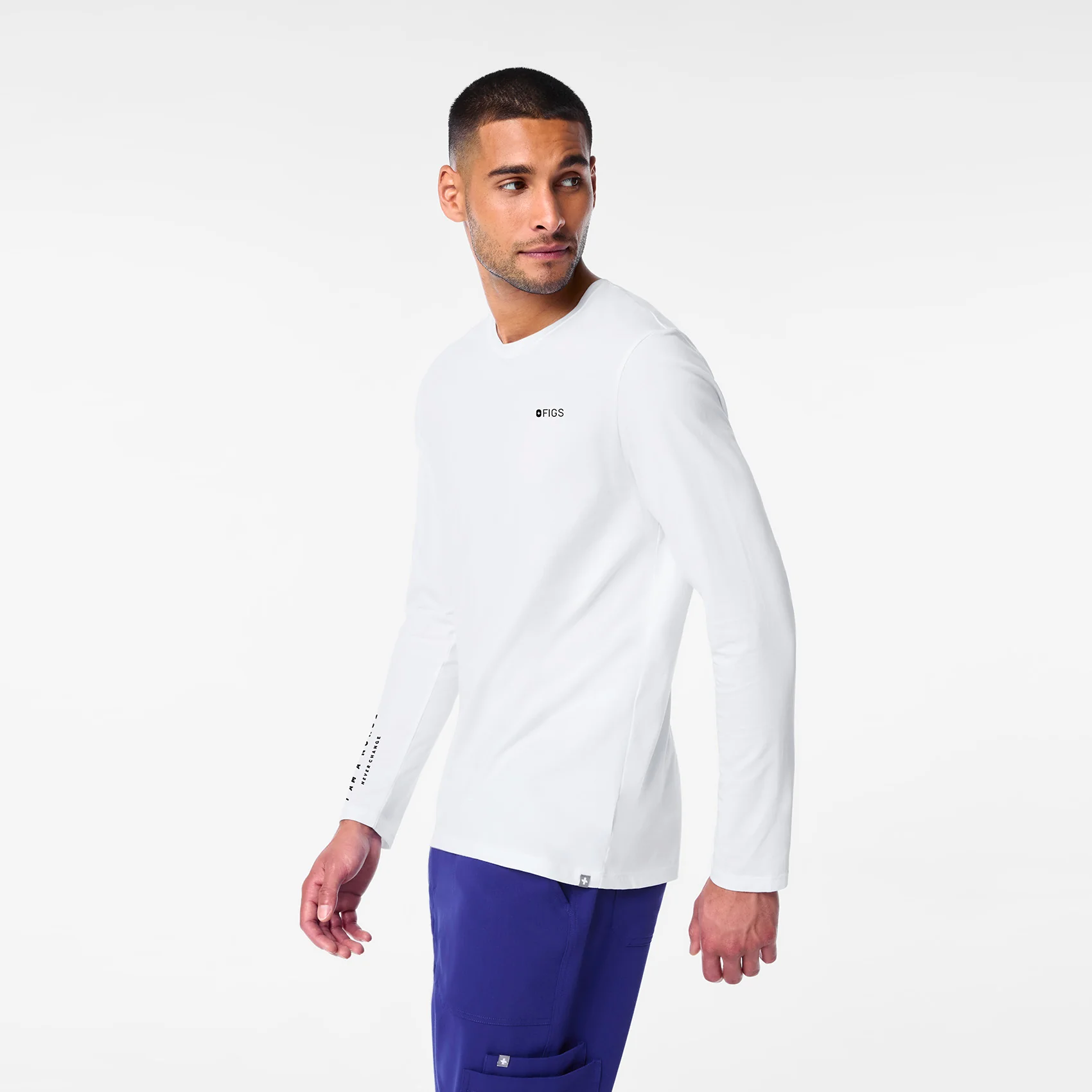 men's Optic White I Am a Nurse Supersoft - Longsleeve Underscrub - Image 4