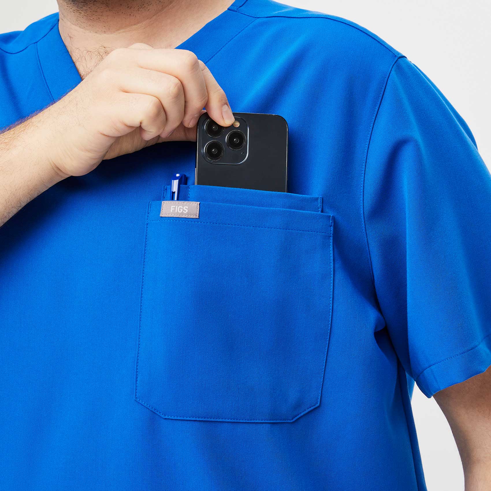 men's Royal Blue Leon™- Three-Pocket Scrub Top (3XL - 6XL) - Image 5