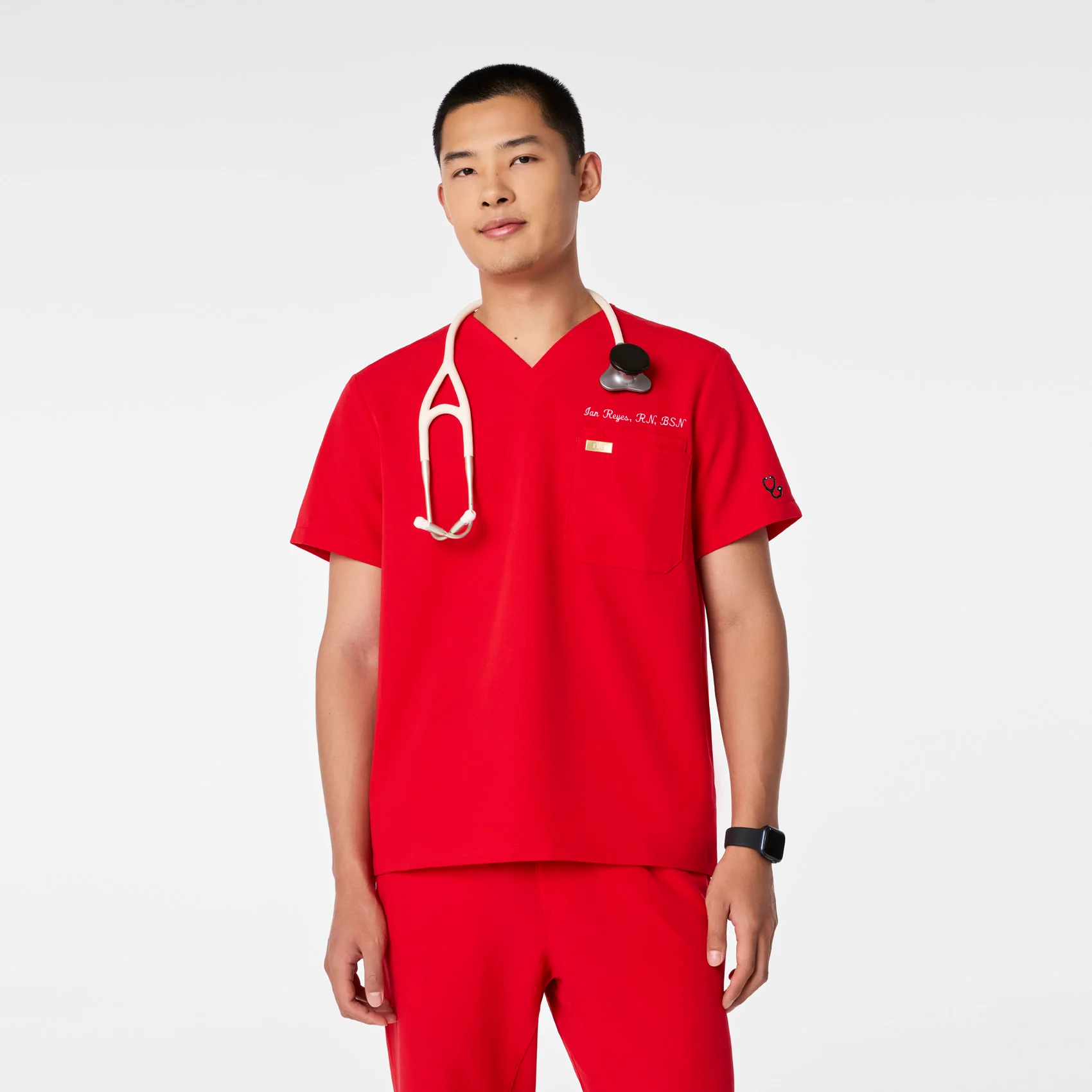 men's Lunar New Year Pop Red Leon - Three-Pocket Scrub Top™