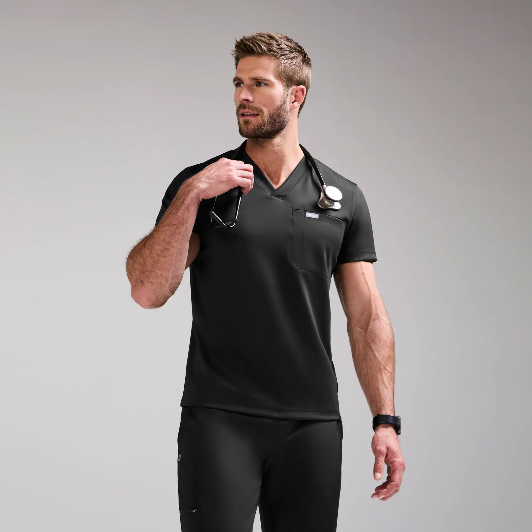 men's Black Logan FORMx Slim V-Neck - Scrub Top™