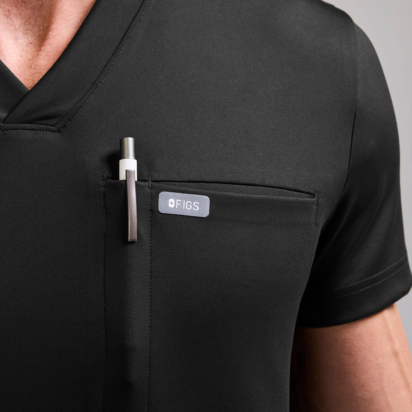 men's Black Logan FORMx Slim V-Neck - Scrub Top™ - Image 8
