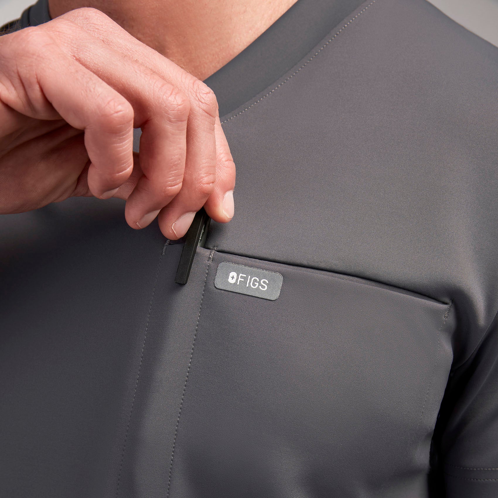men's Charcoal Logan FORMx Slim V-Neck - Scrub Top™ - Image 9