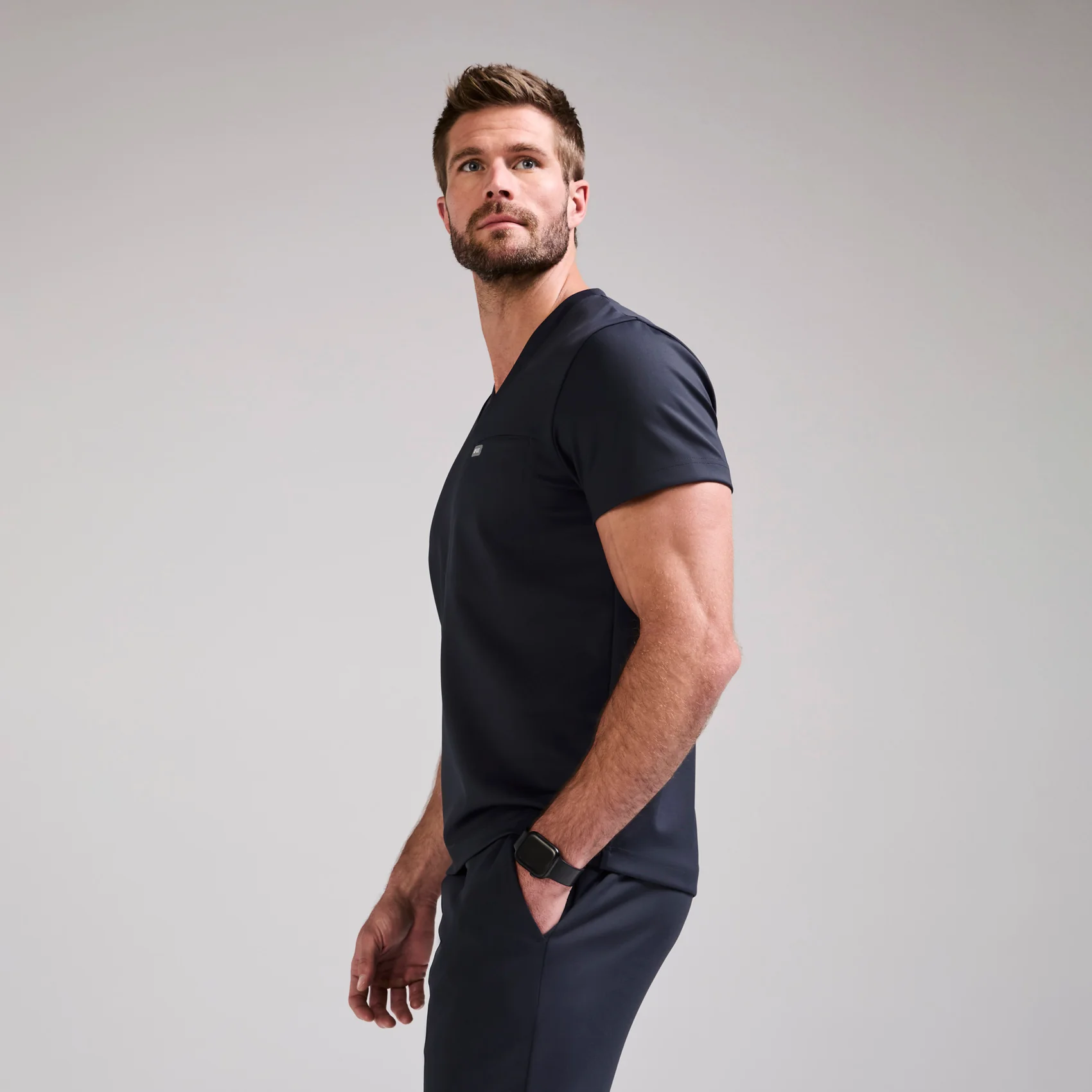 men's Navy Logan FORMx Slim V-Neck - Scrub Top™ - Image 3