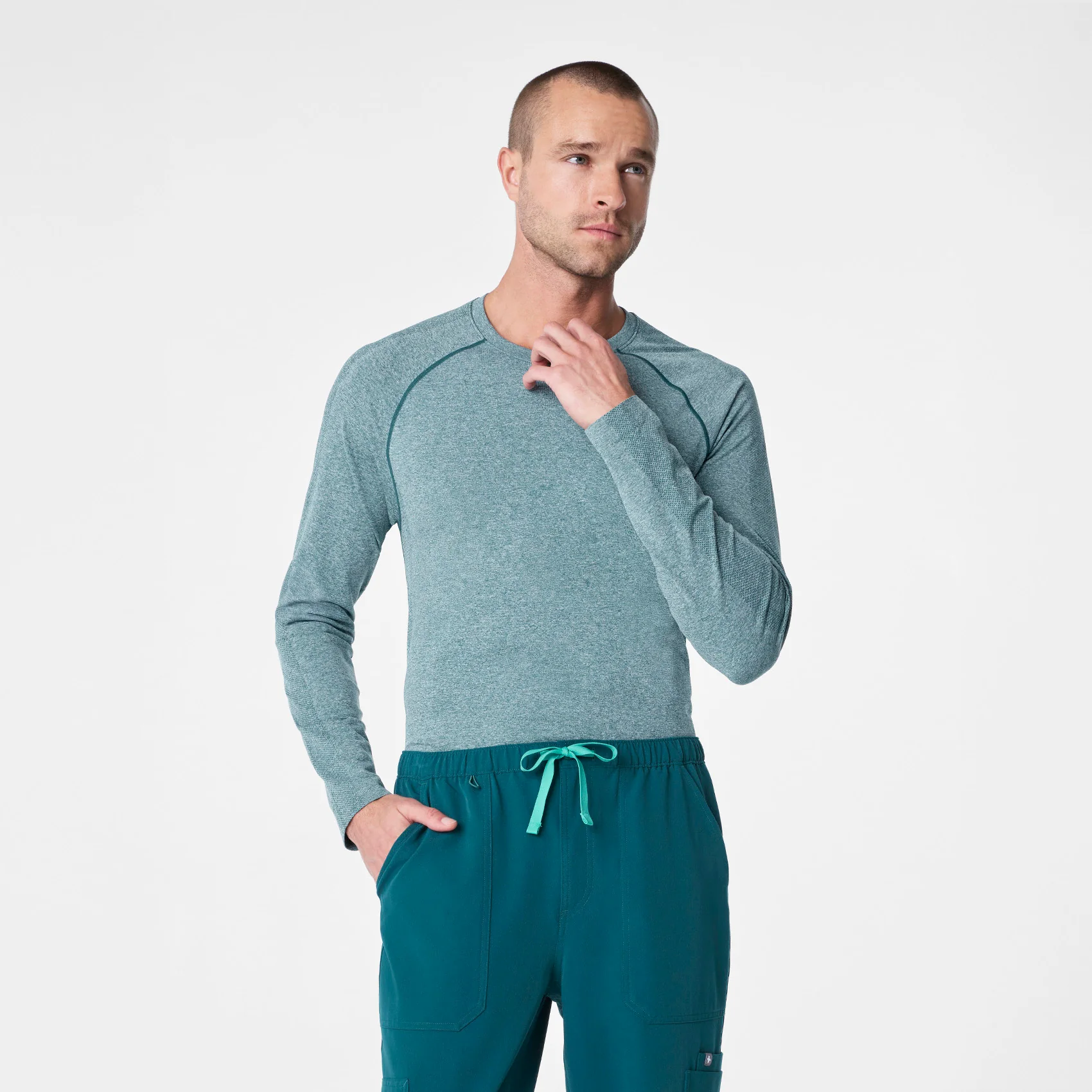 men's Caribbean Blue Makato Seamless - Longsleeve Underscrub