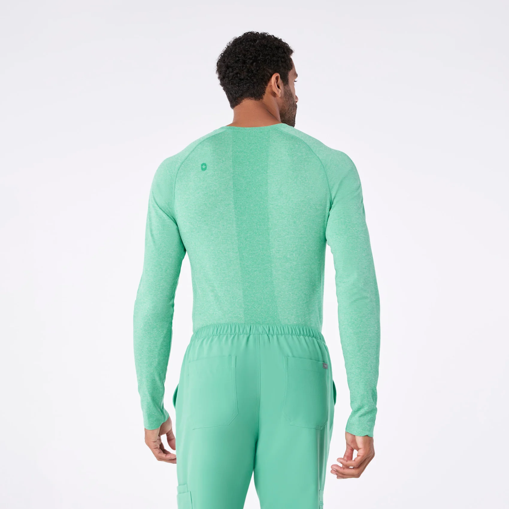 men's Surgical Green Makato Seamless - Longsleeve Underscrub - Image 3