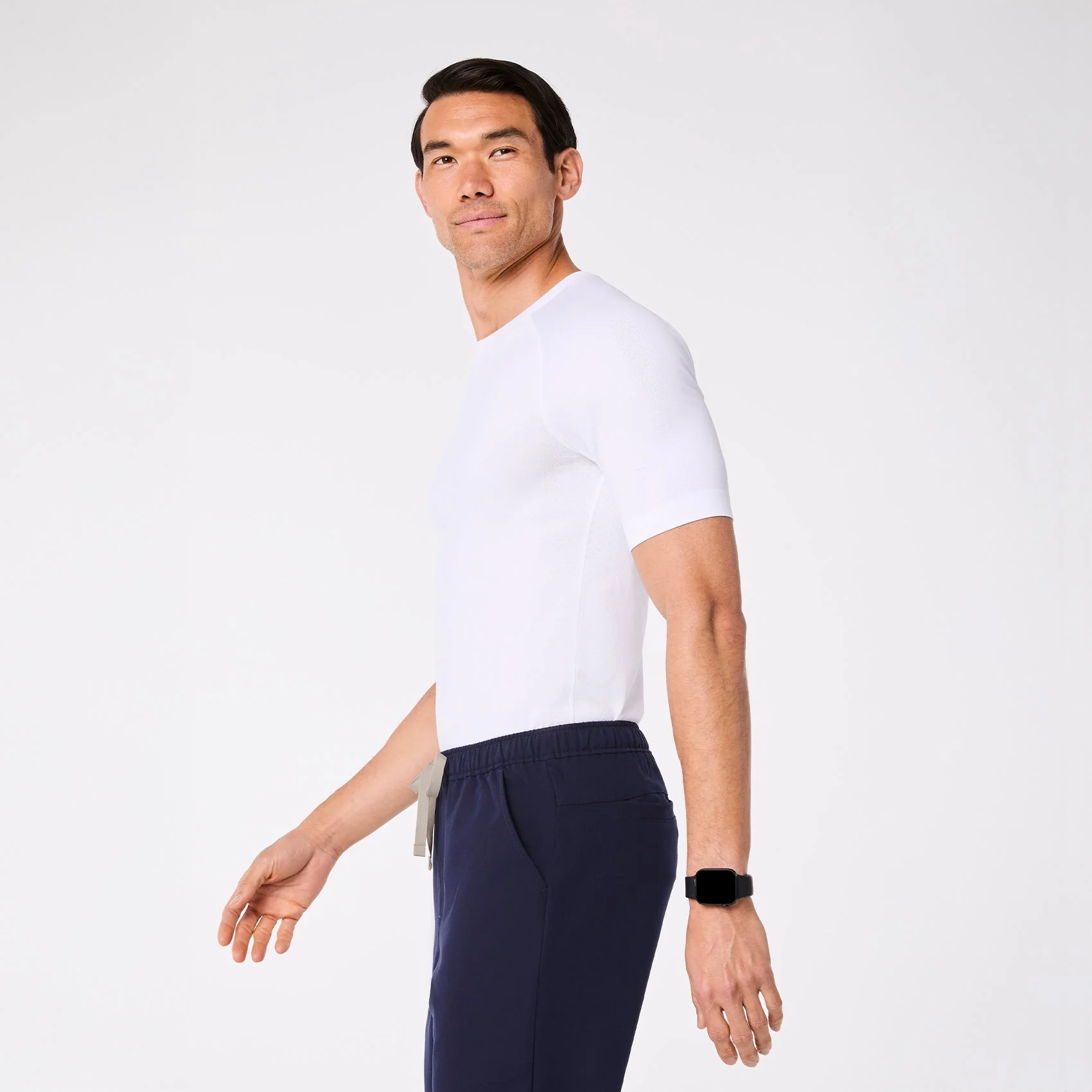 men's White Makato Seamless - Shortsleeve Underscrub - Image 3