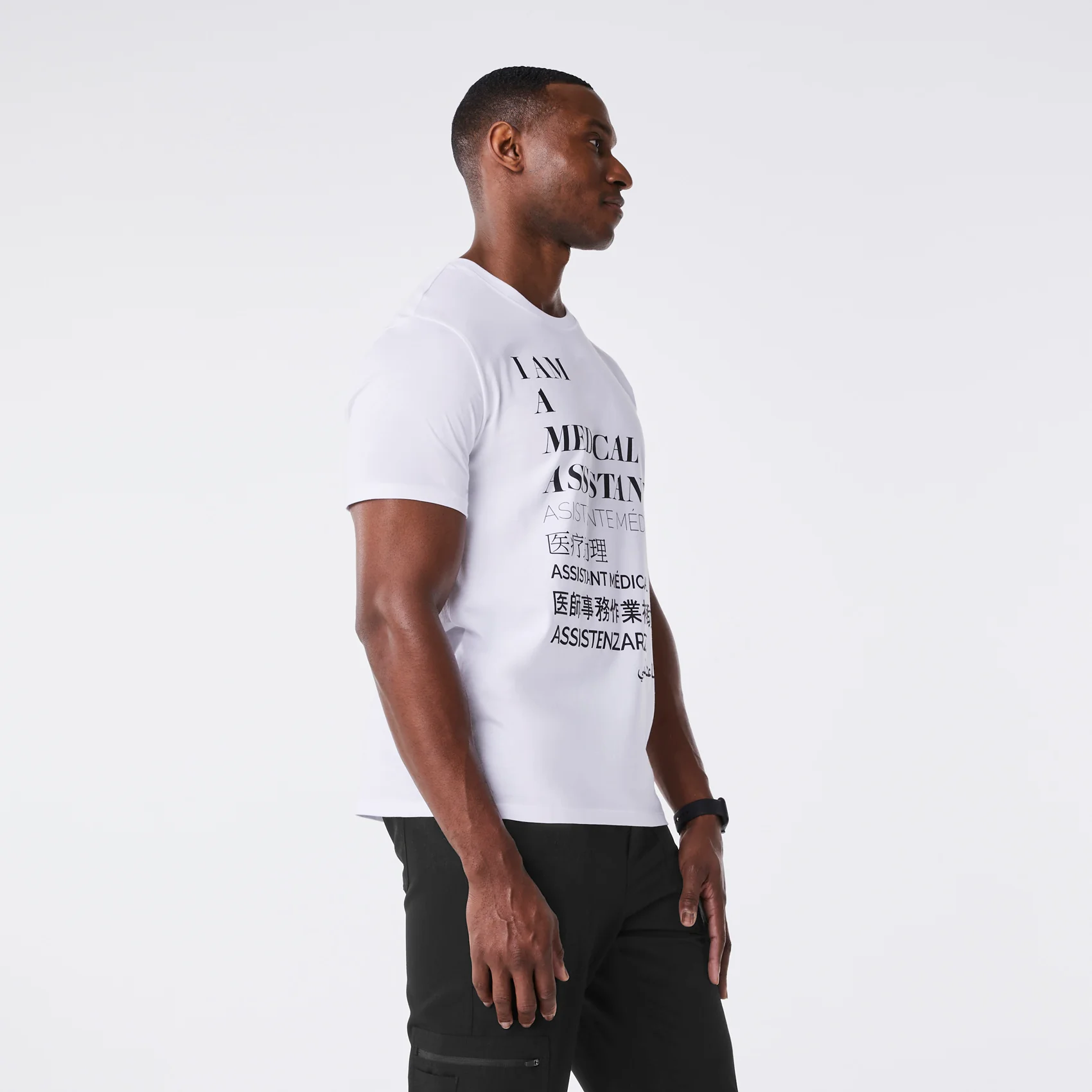 men's White Medical Assistant Supersoft - Shortsleeve Underscrub - Image 3