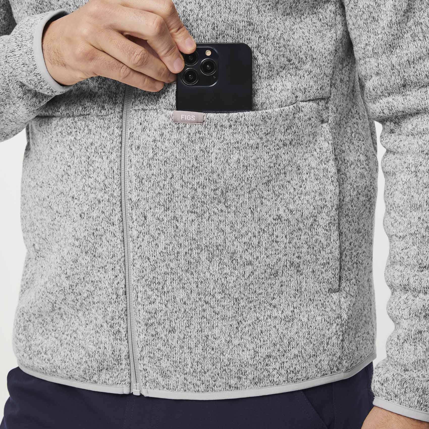 men's Heather Light Grey On-Shift™- Sweater Knit Jacket - Image 6