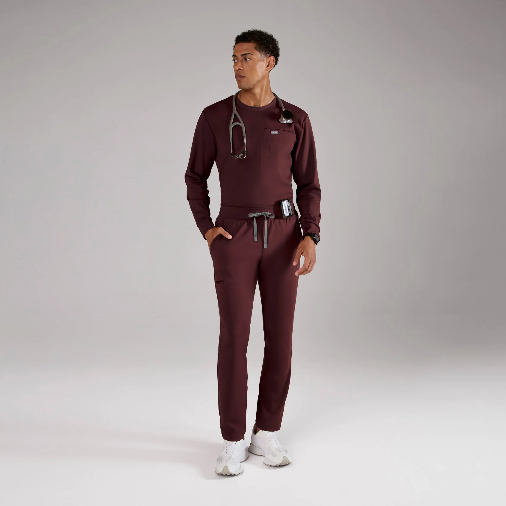 men's Burgundy Pierre FORMx Slim Tapered - Short Scrub Pant™ - Image 2
