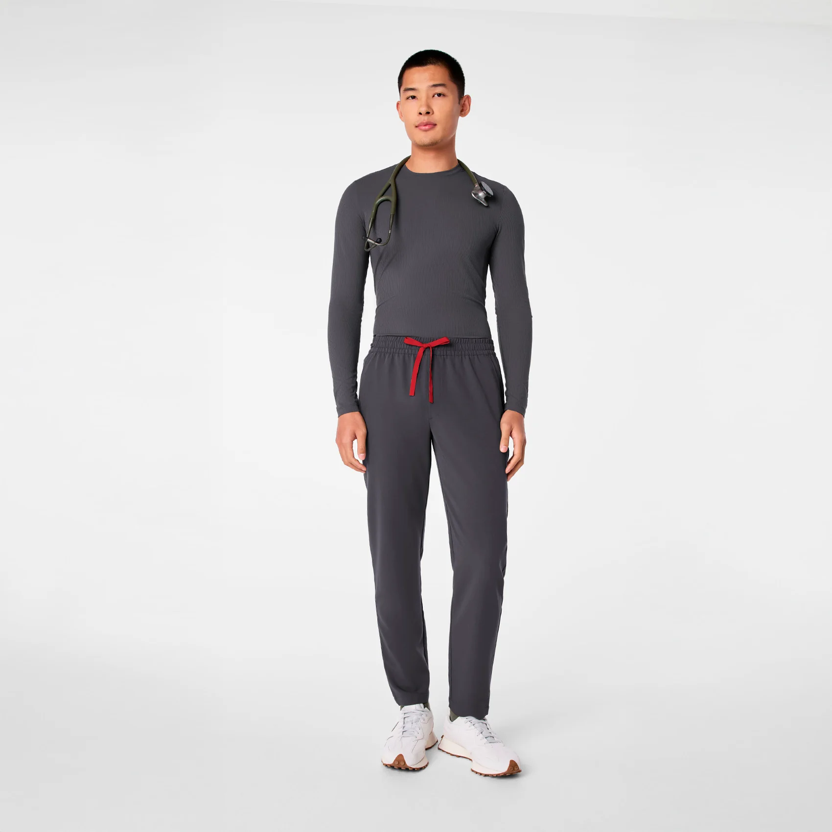 men's Charcoal Ribbed - Longsleeve Underscrub - Image 3