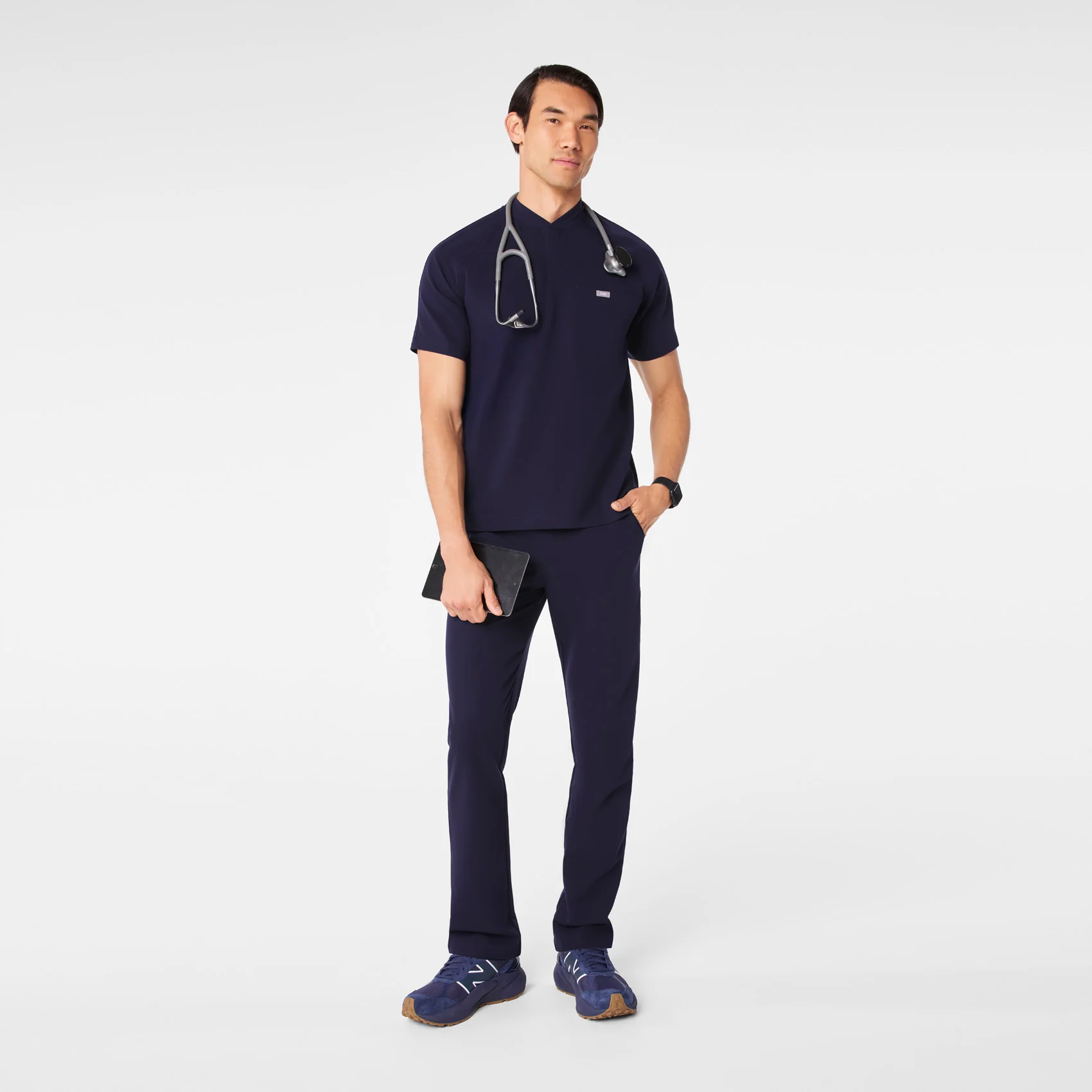 men's Navy Stratton Henley - Shortsleeve Scrub Top - Image 3