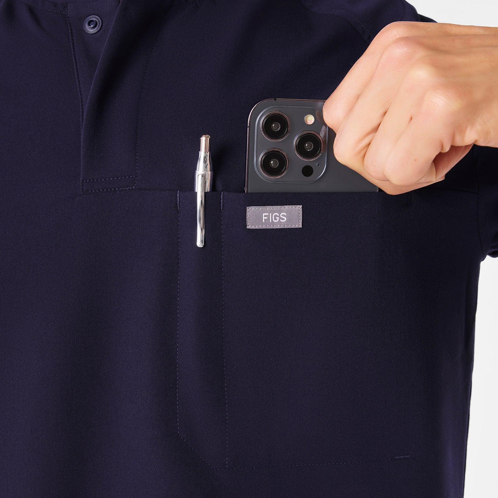 men's Navy Stratton Henley - Shortsleeve Scrub Top - Image 7