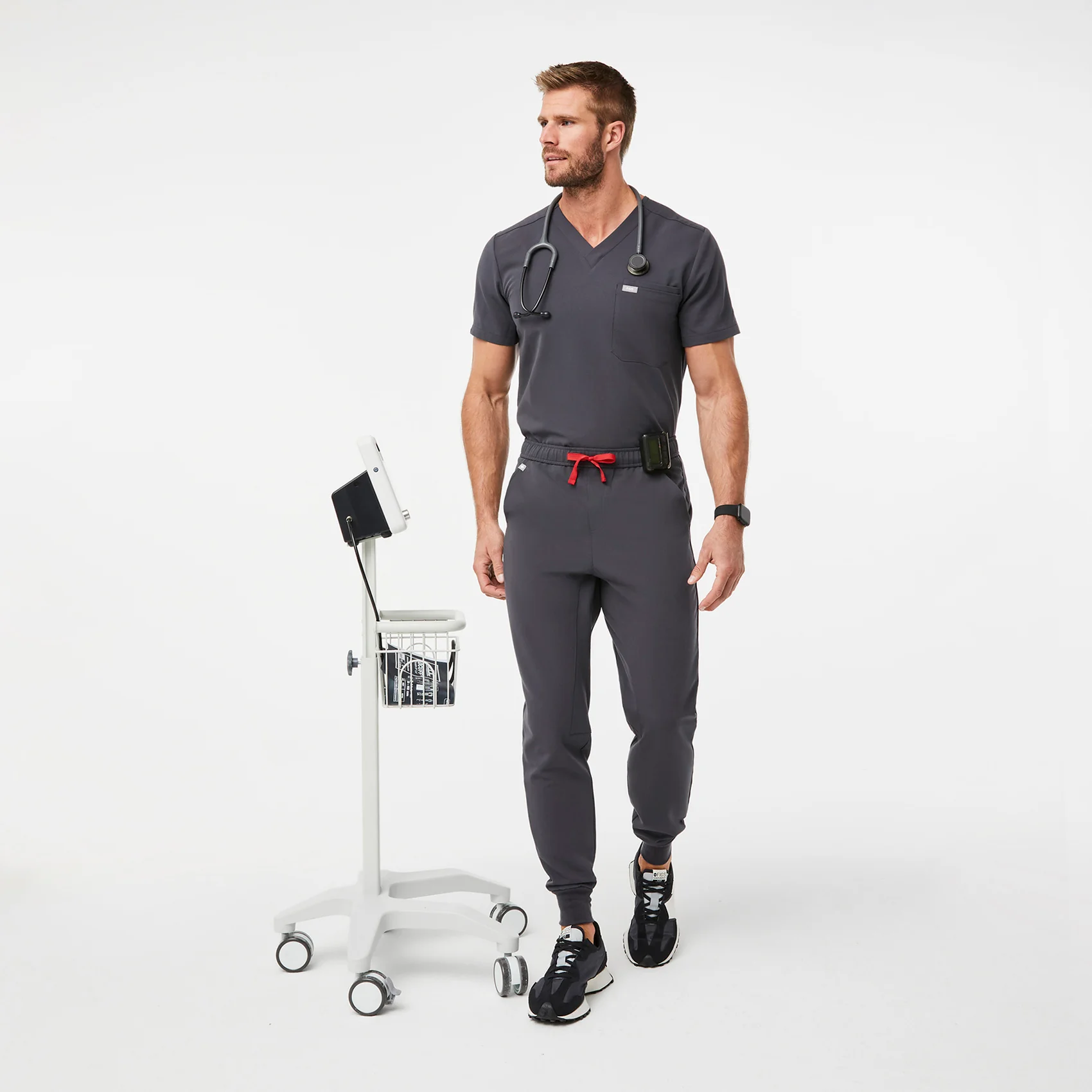 Men's Charcoal Tansen - Short Jogger Scrub Pants - Image 2