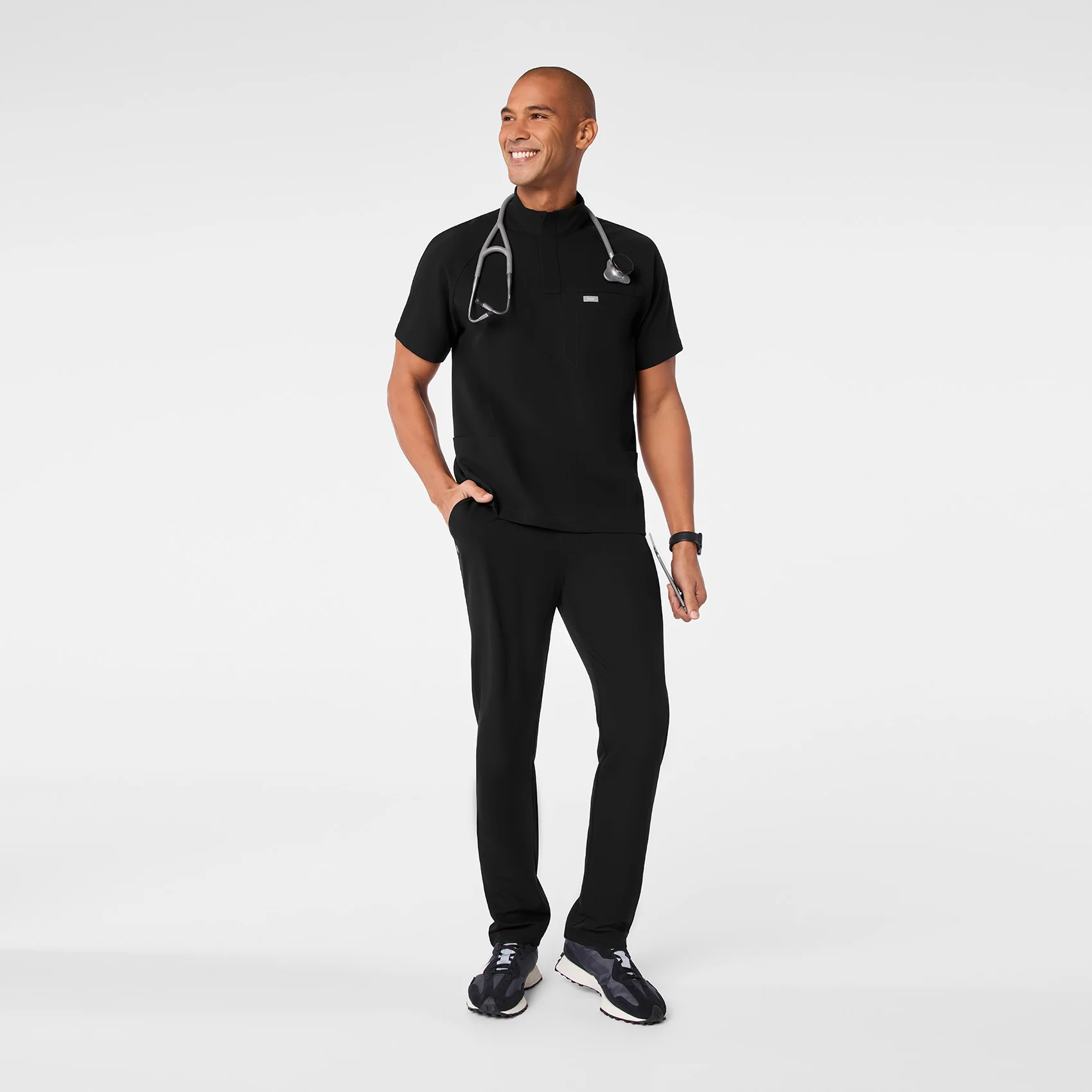 men's Black Timmons - Mock Neck ¼ Zip Scrub Top - Image 3