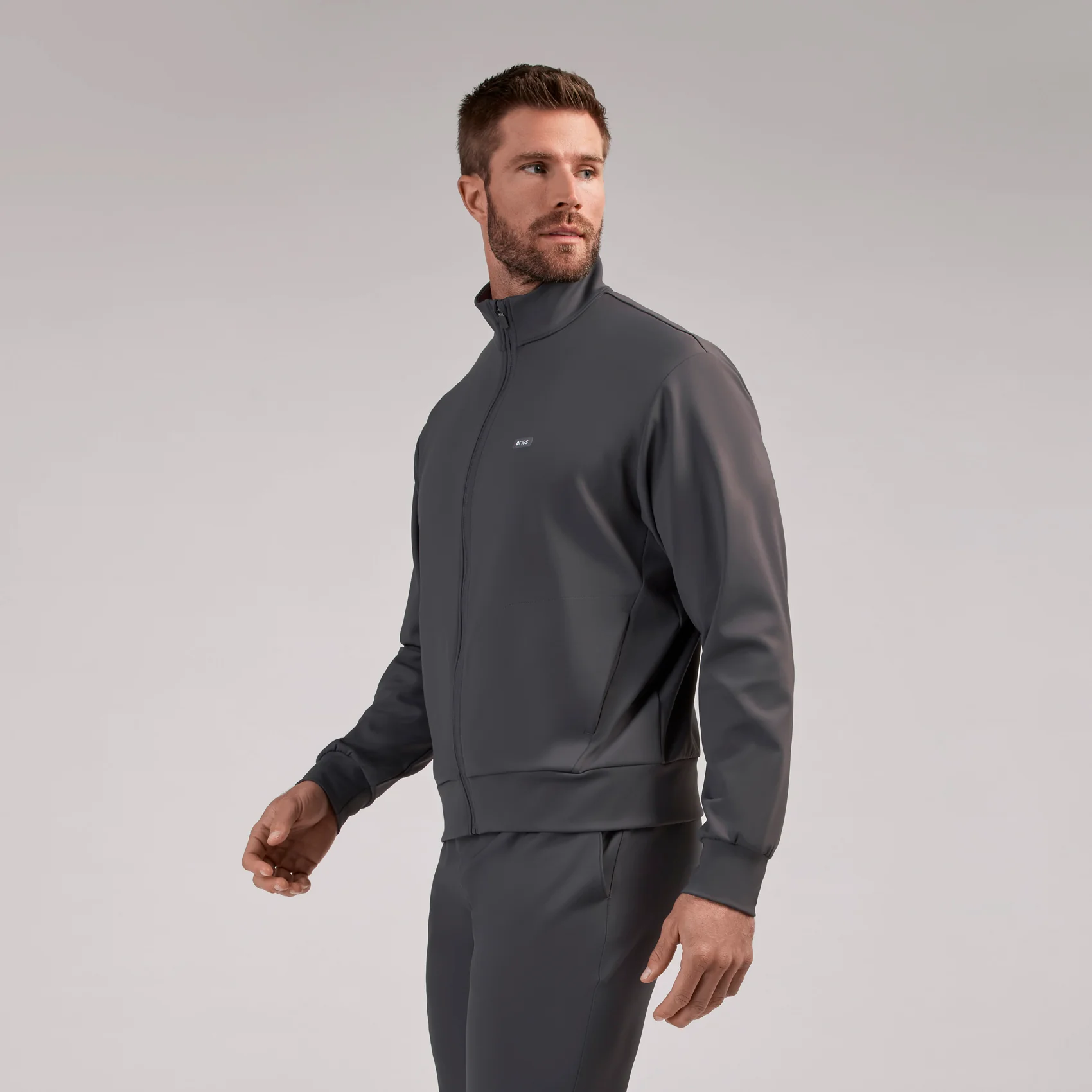 men's Charcoal Varzo FORMx Relaxed -  Scrub Jacket™ - Image 3