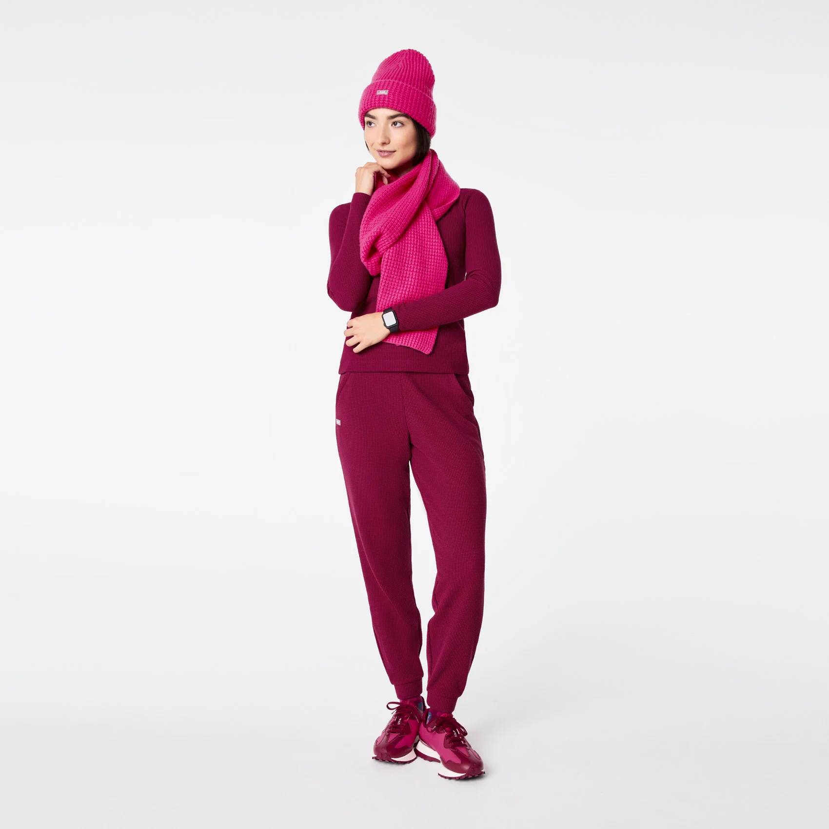Shocking Pink Waffle Scarf - Image 3