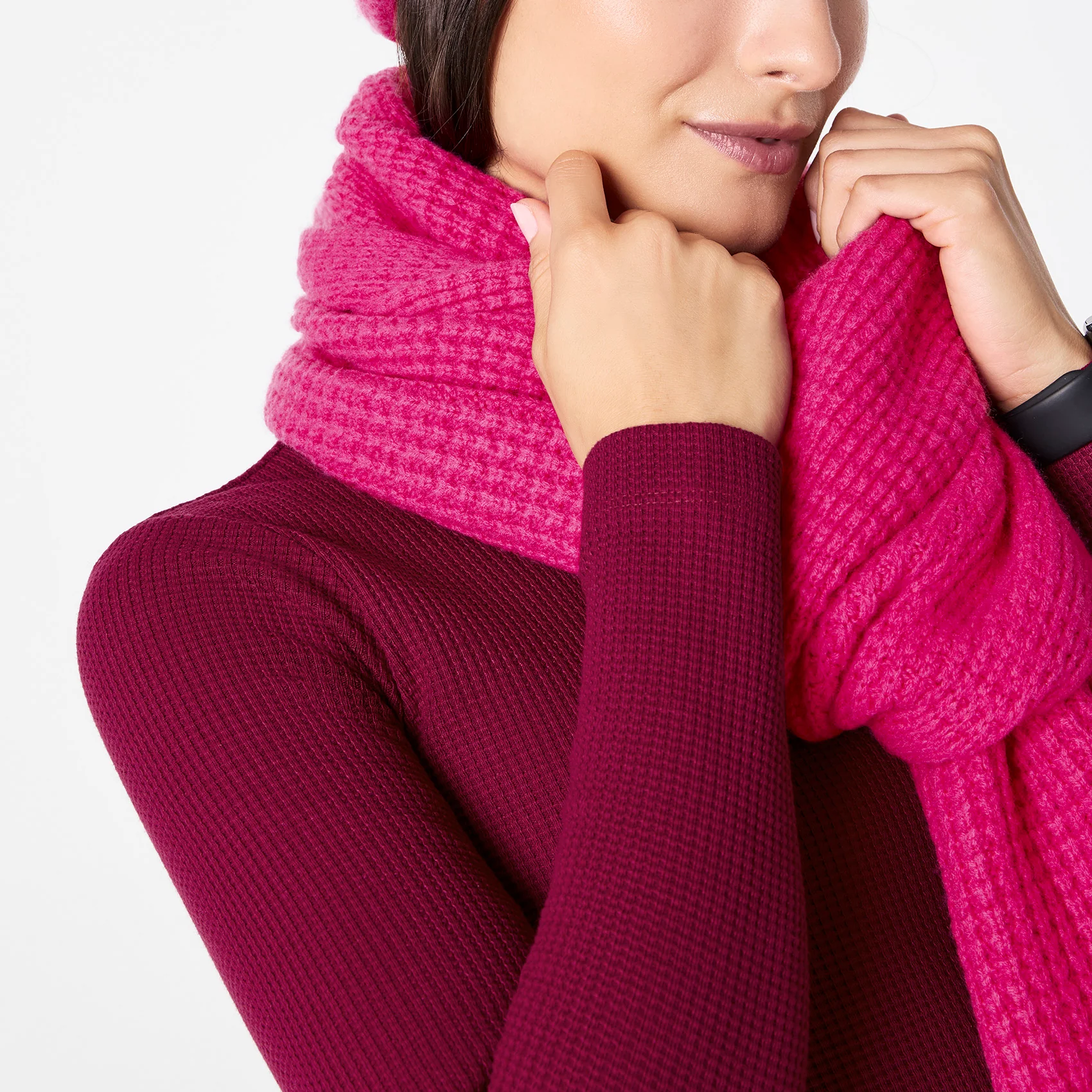 Shocking Pink Waffle Scarf - Image 5