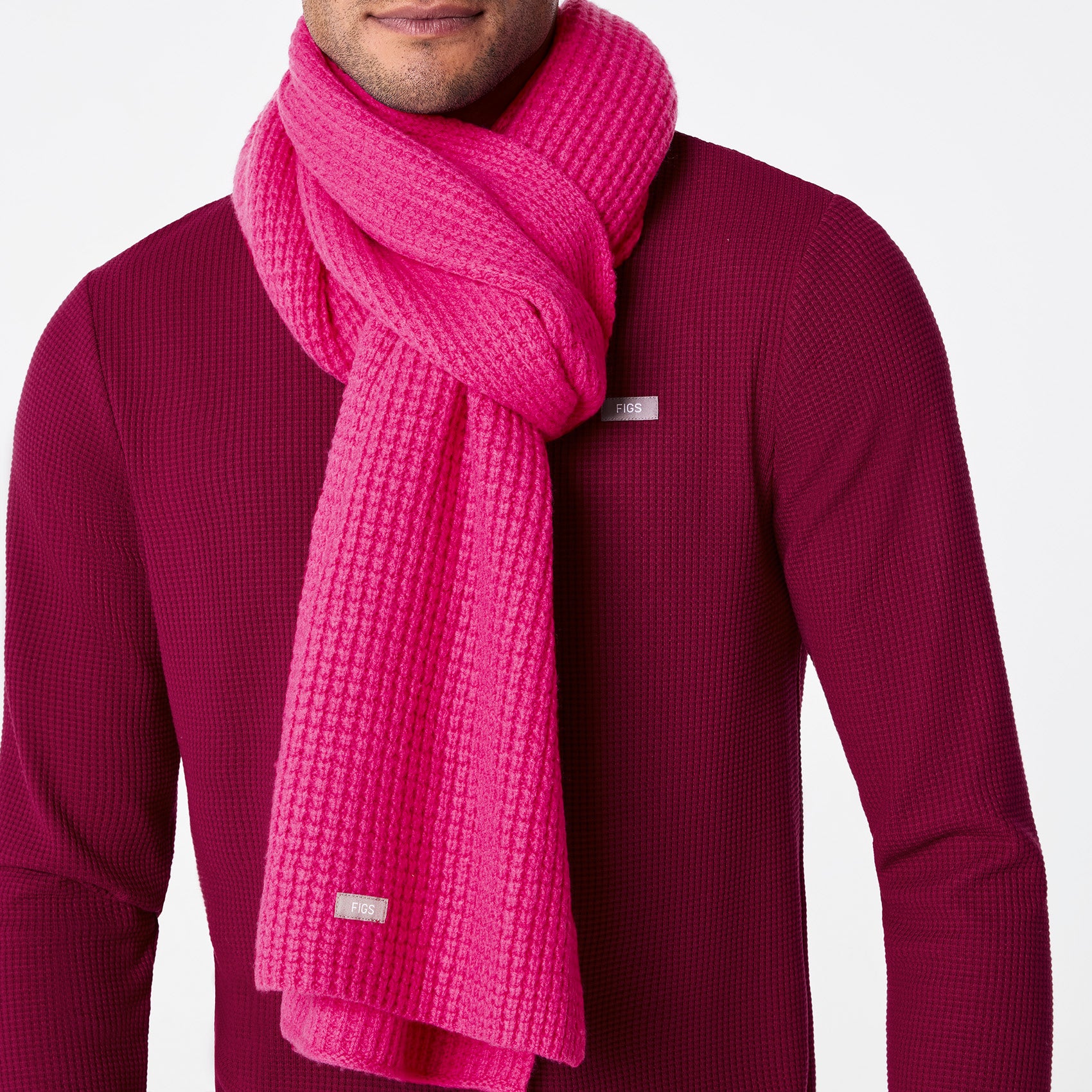 Shocking Pink Waffle Scarf - Image 7