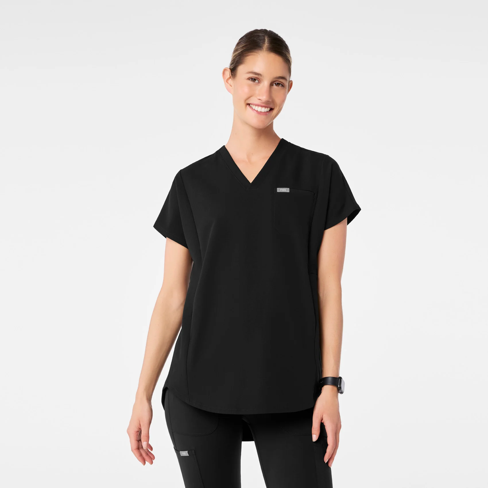 women's Black Addison Oversized Tunic - Scrub Top