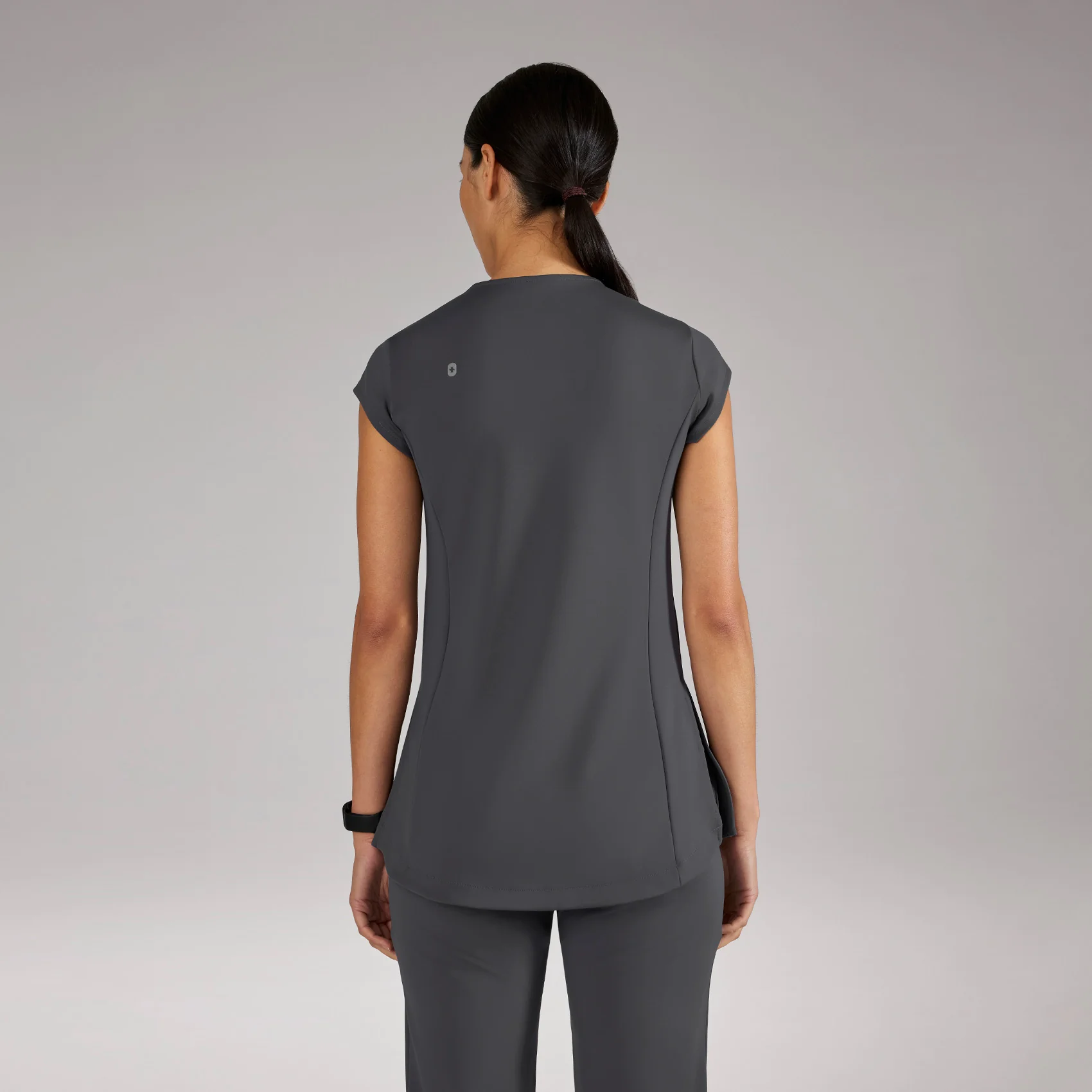 women's Charcoal Alma FORMx Slim Crewneck Tunic - Scrub Top™ - Image 4