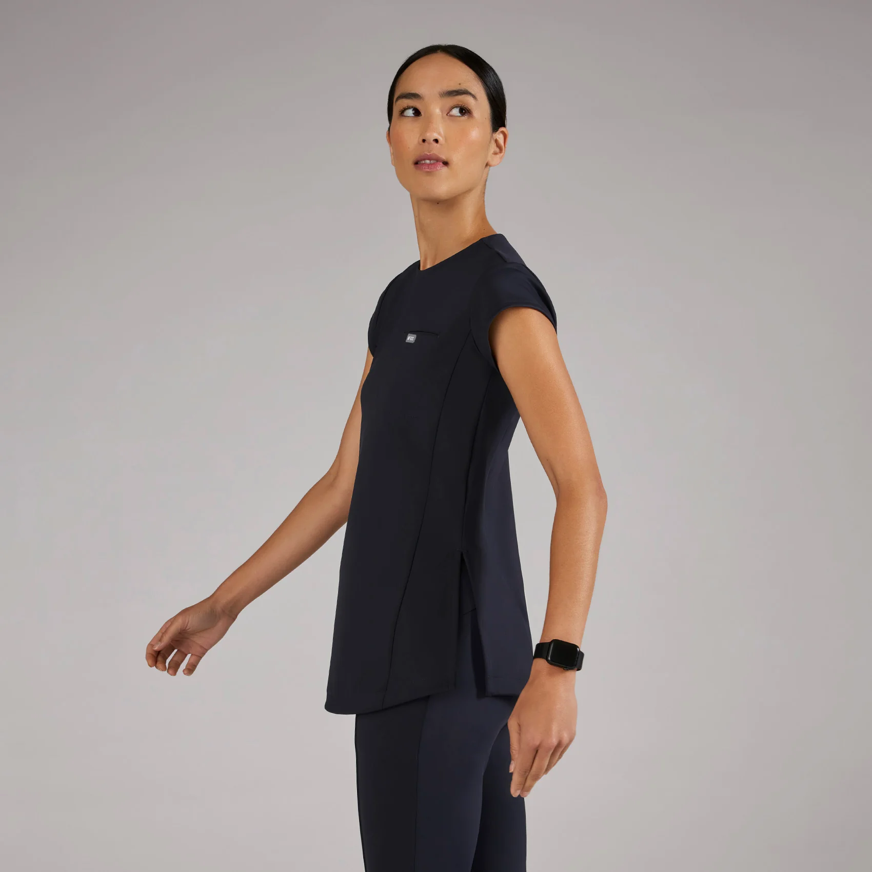 women's Navy Alma FORMx Slim Crewneck Tunic - Scrub Top™ - Image 2