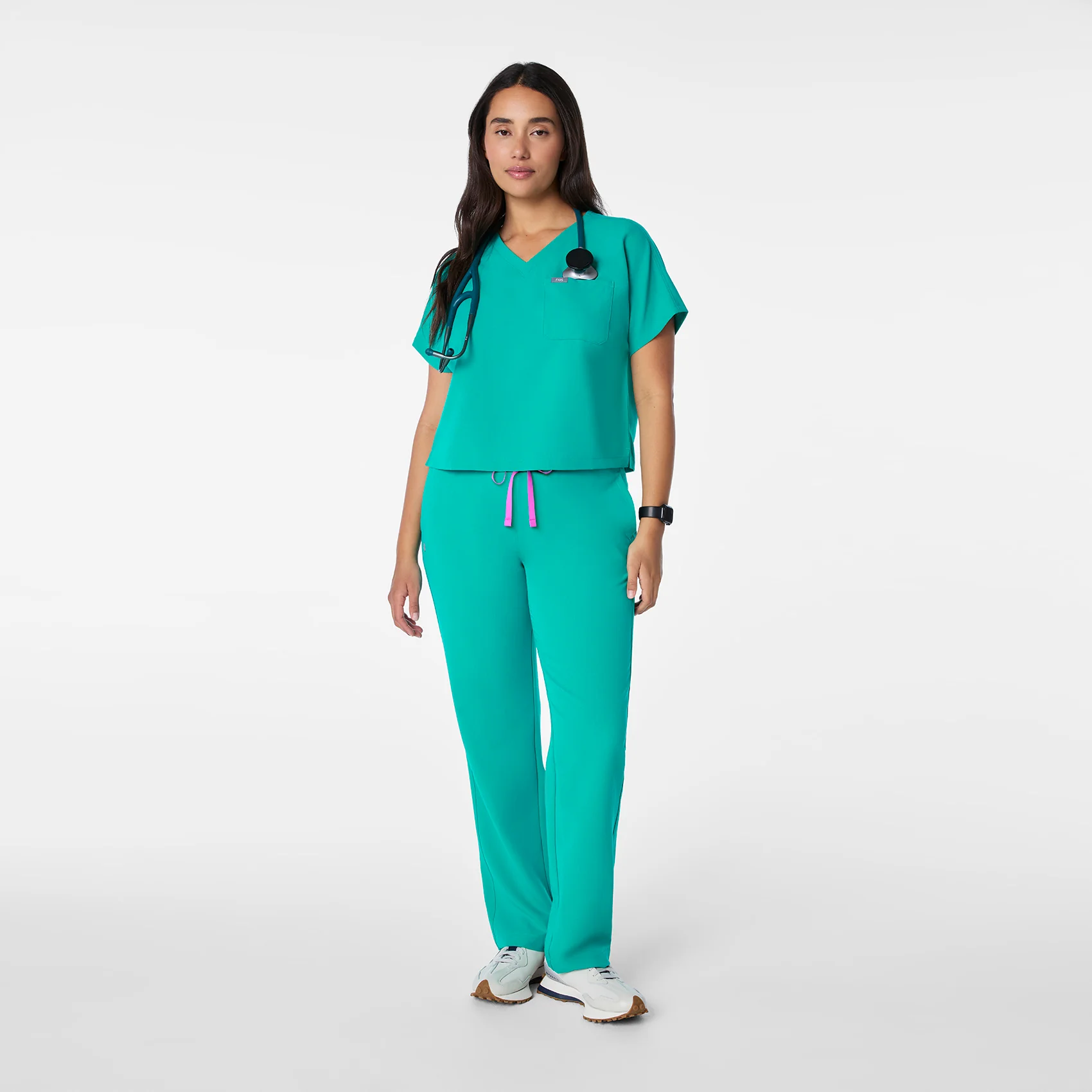 women's Lagoon Arua Cropped V-Neck - One-Pocket Scrub Top - Image 2