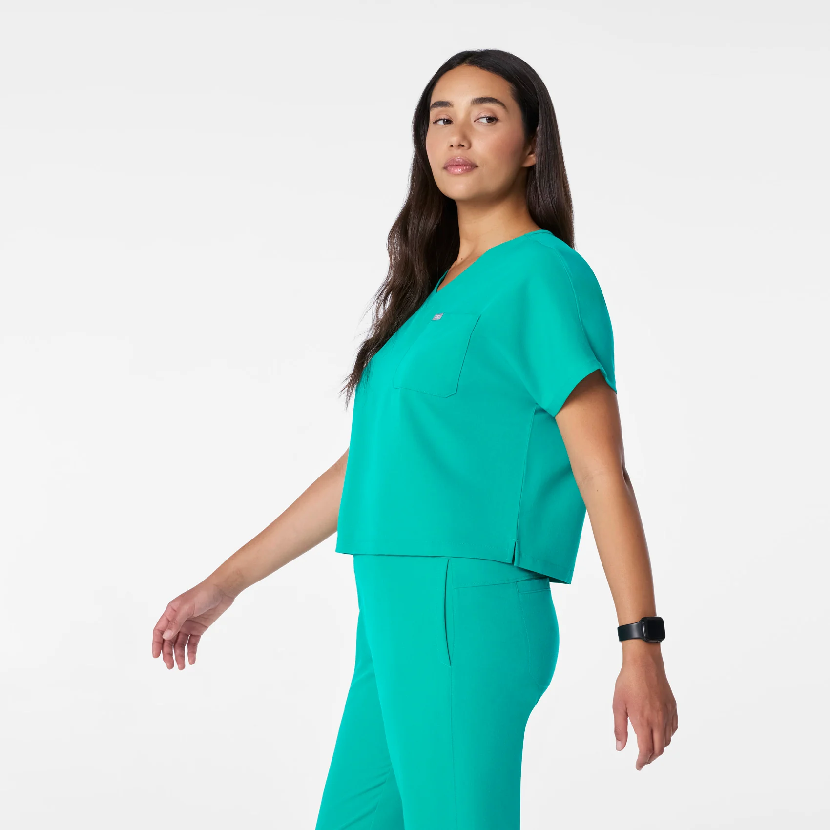 women's Lagoon Arua Cropped V-Neck - One-Pocket Scrub Top - Image 3