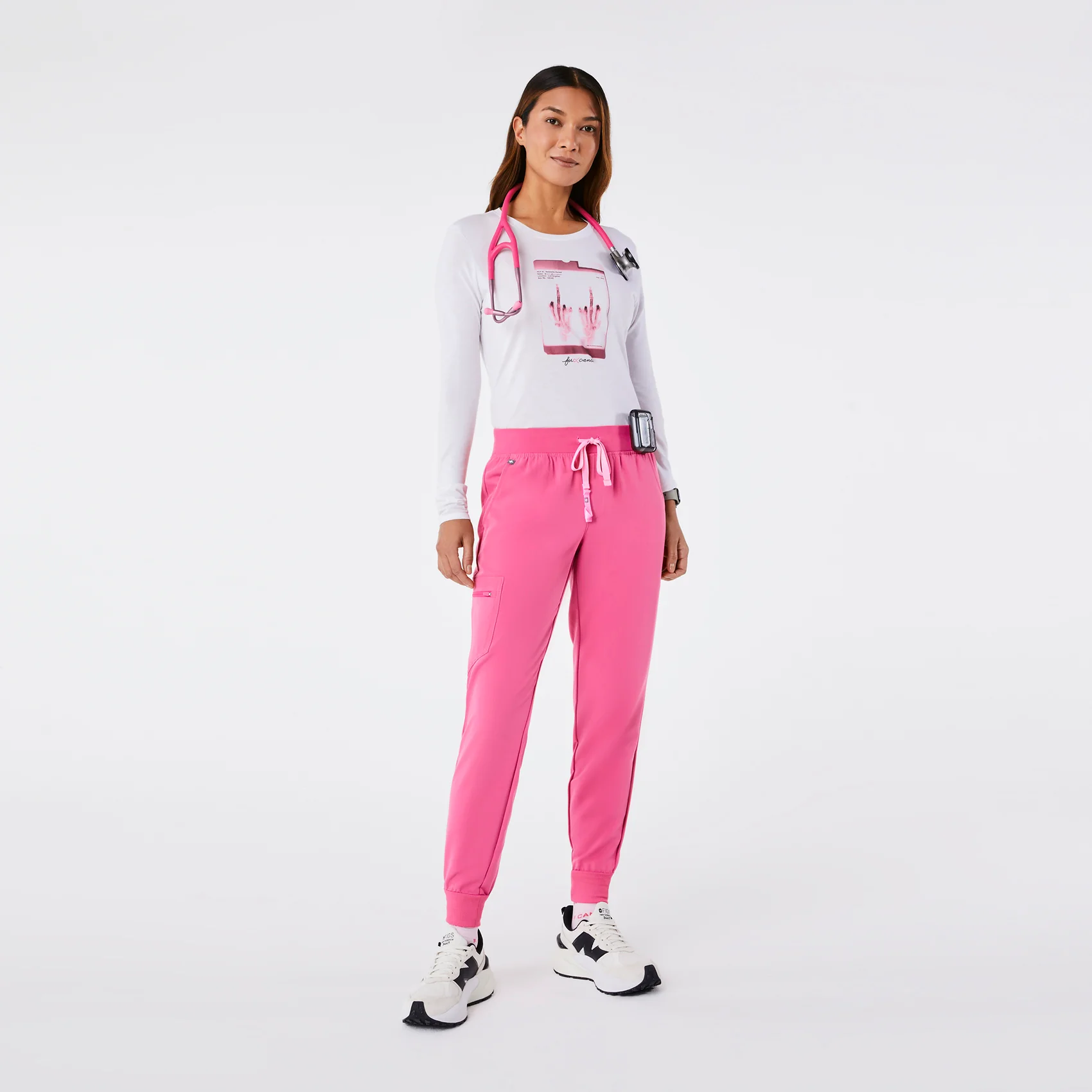 women's White BCA F Cancer X-Ray Supersoft - Longsleeve Underscrub - Image 3