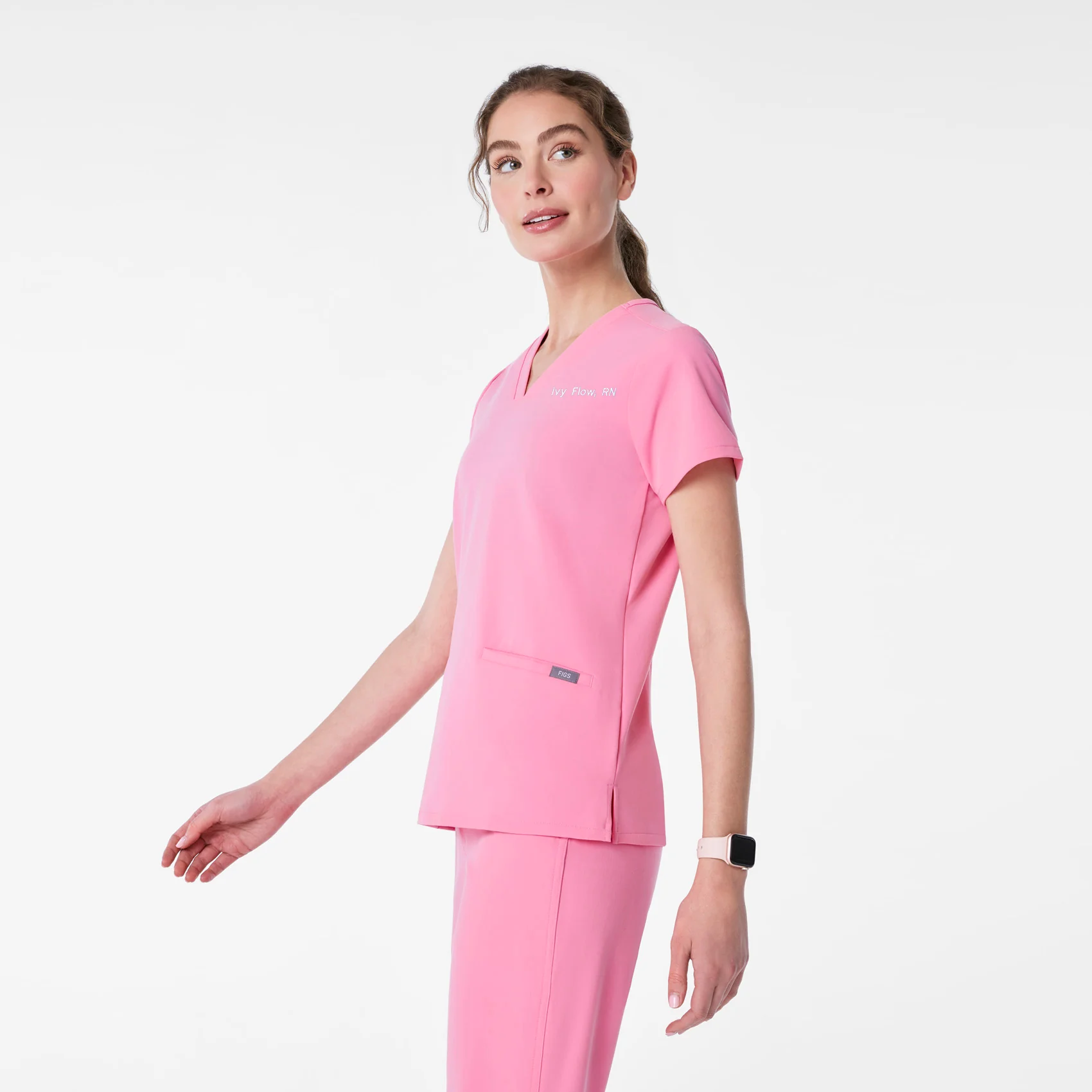 women's Sunrise Pink Casma - Three-Pocket Scrub Top™ - Image 3