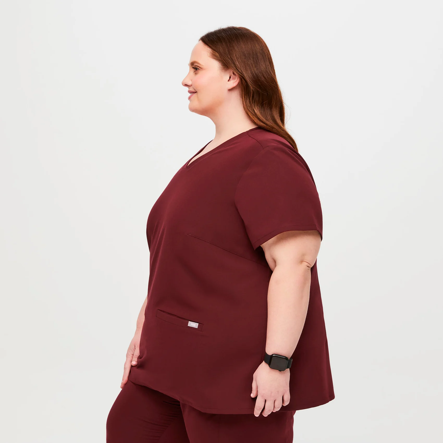 women's Burgundy Casma™- Three-Pocket Scrub Top (3XL - 6XL) - Image 3