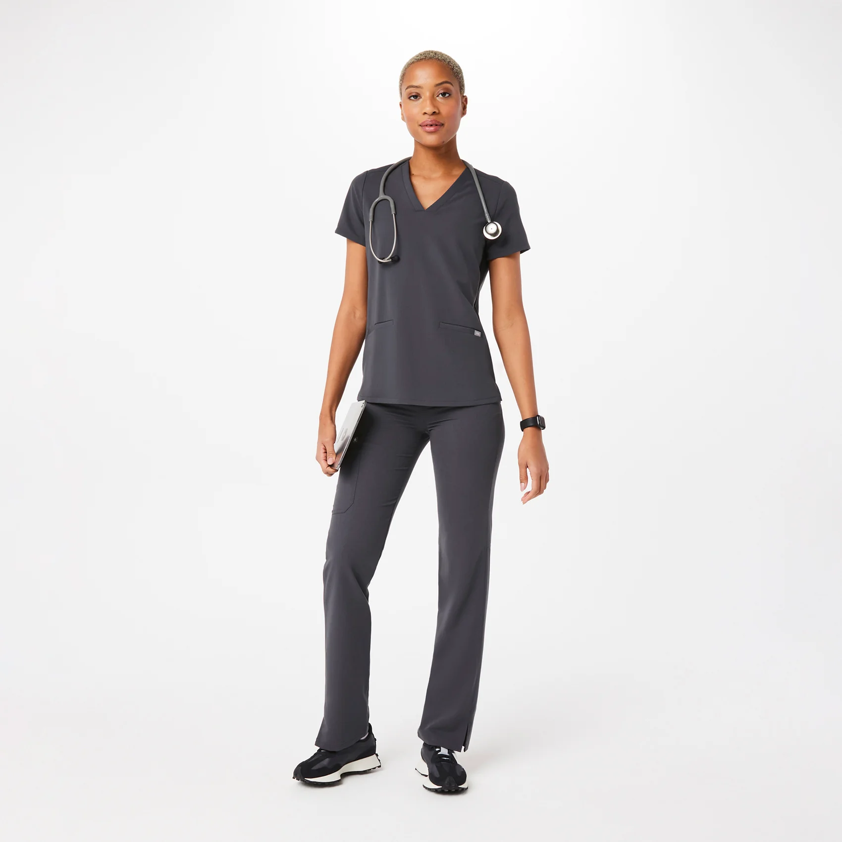 women's Charcoal Casma™- Three-Pocket Scrub Top (3XL - 6XL) - Image 2